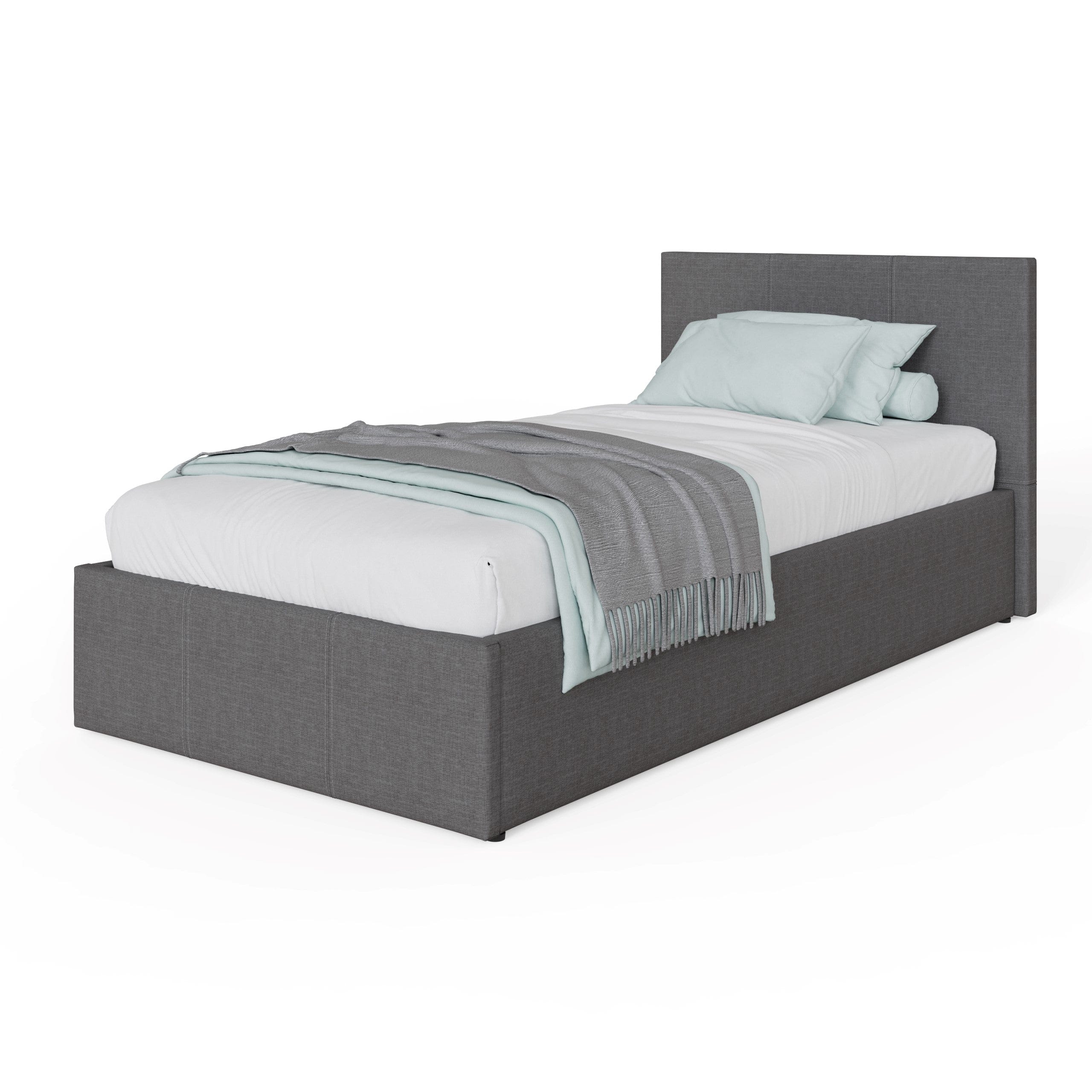 GFW Leather Bed End Lift Ottoman Bed Grey Bed Kings