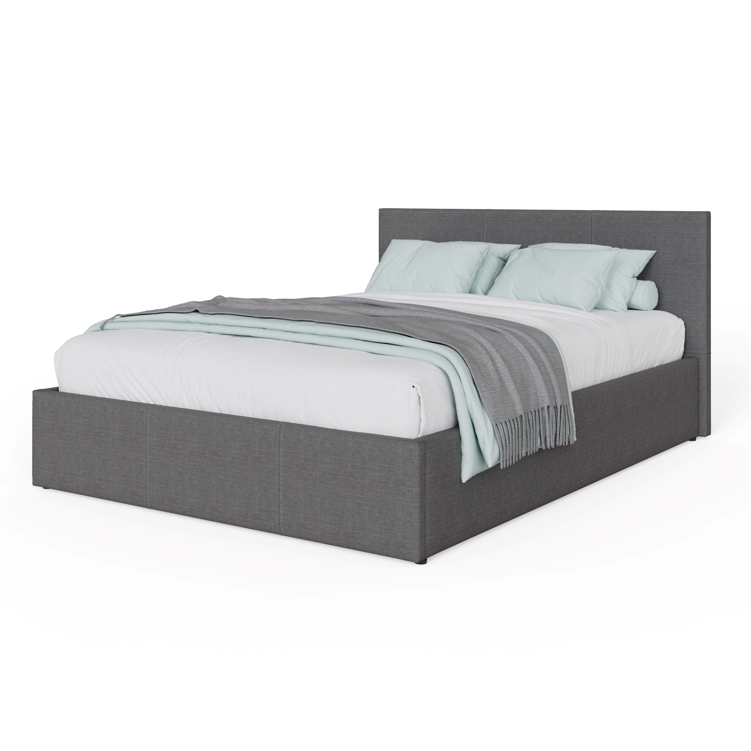 GFW Leather Bed End Lift Ottoman Bed Grey Bed Kings