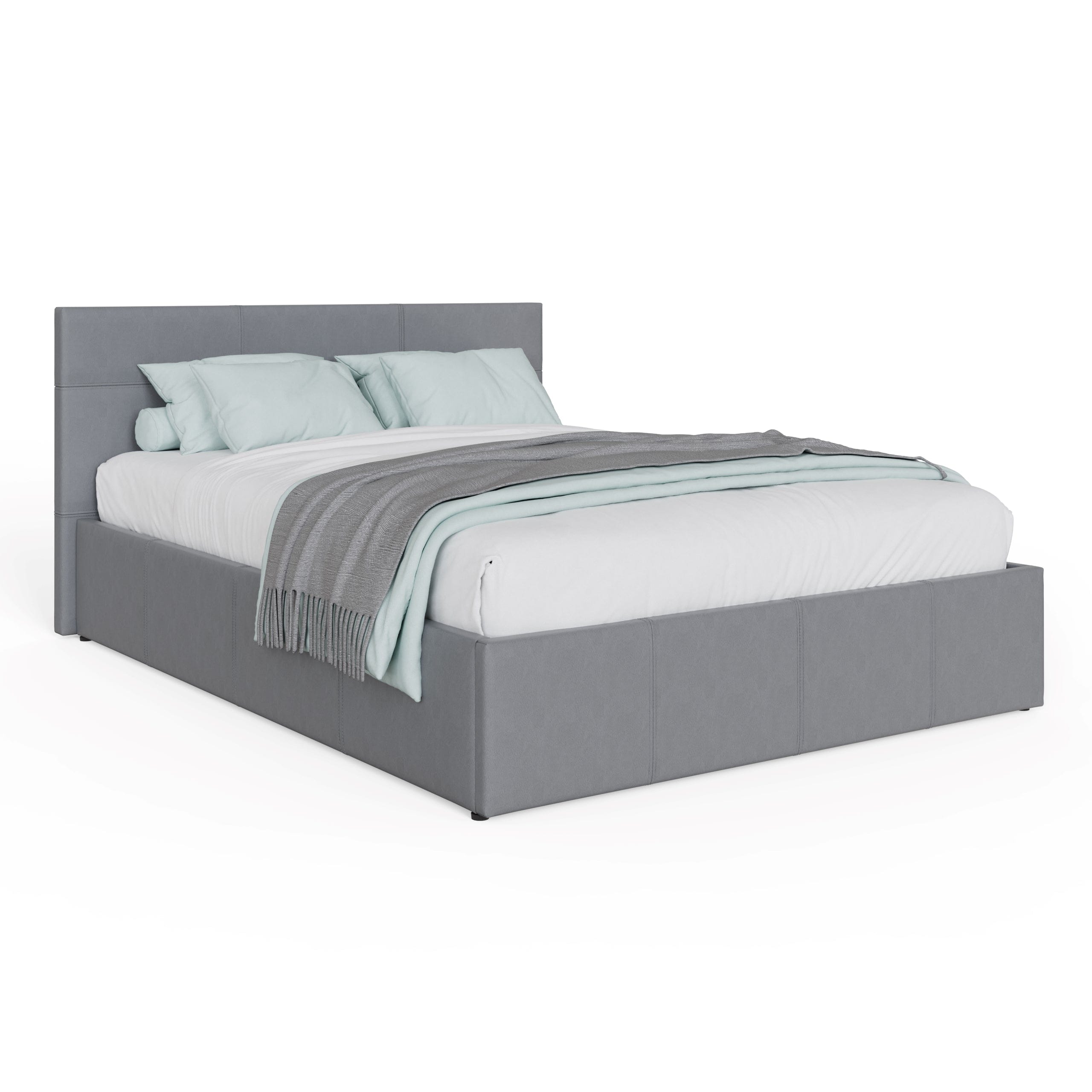 GFW Leather Bed End Lift Ottoman Bed Grey Leather Bed Kings