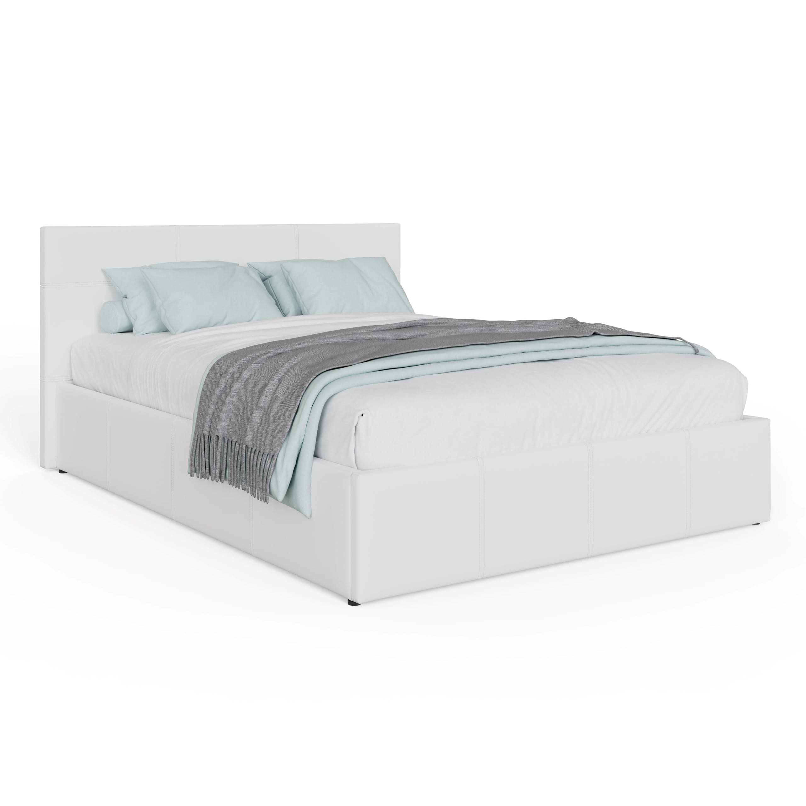 GFW Leather Bed End Lift Ottoman Bed White Bed Kings