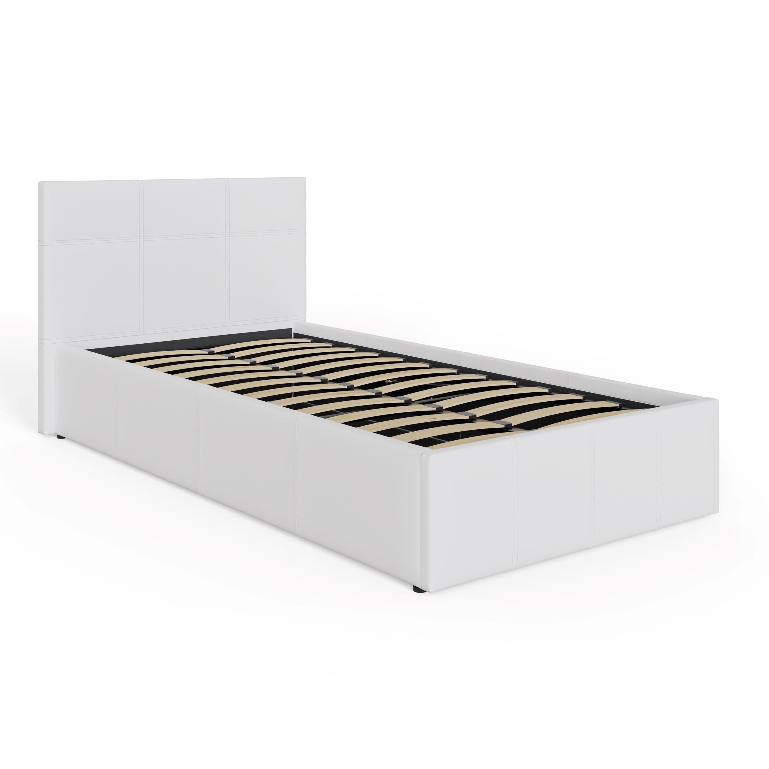 GFW Leather Bed End Lift Ottoman Bed White Bed Kings