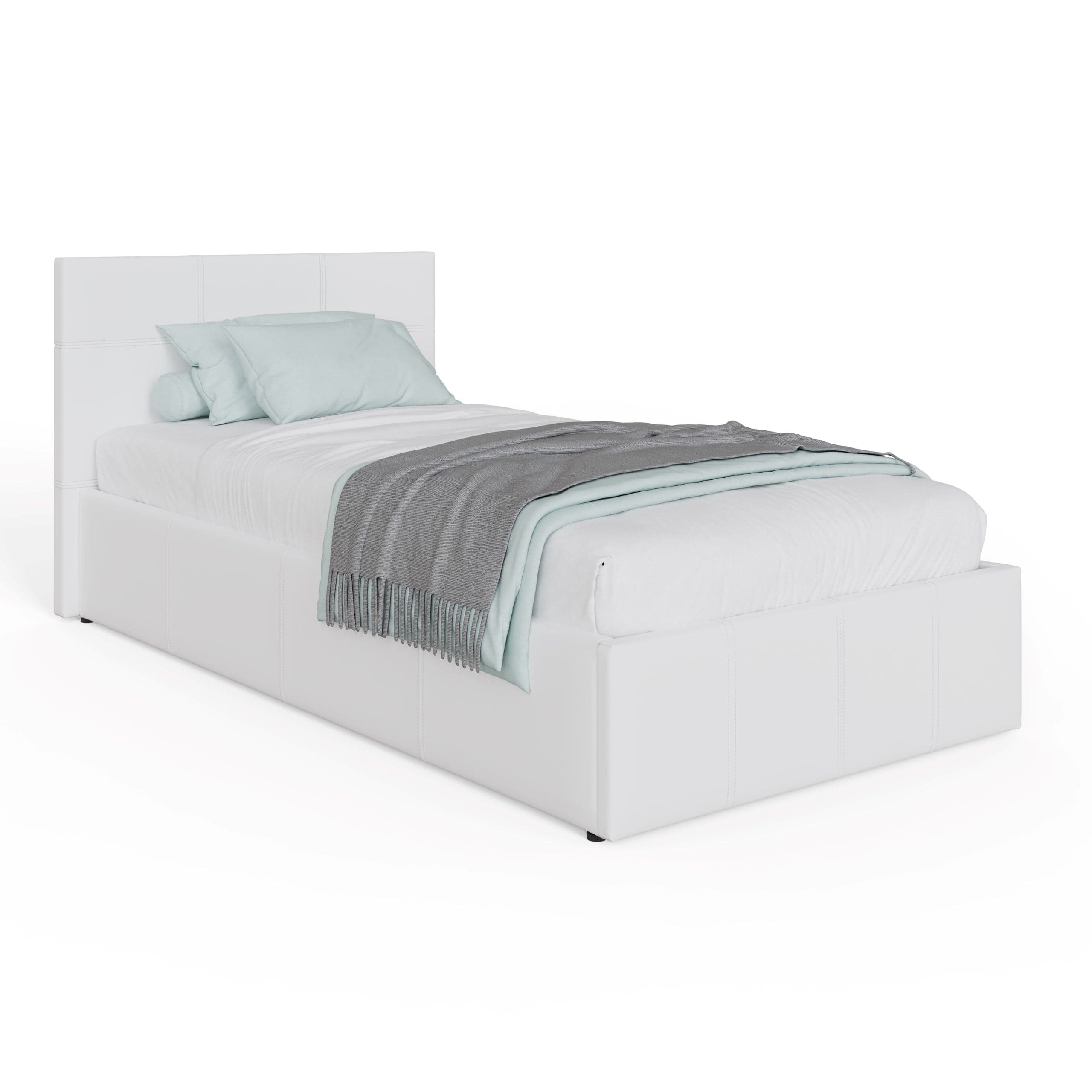 GFW Leather Bed End Lift Ottoman Bed White Bed Kings