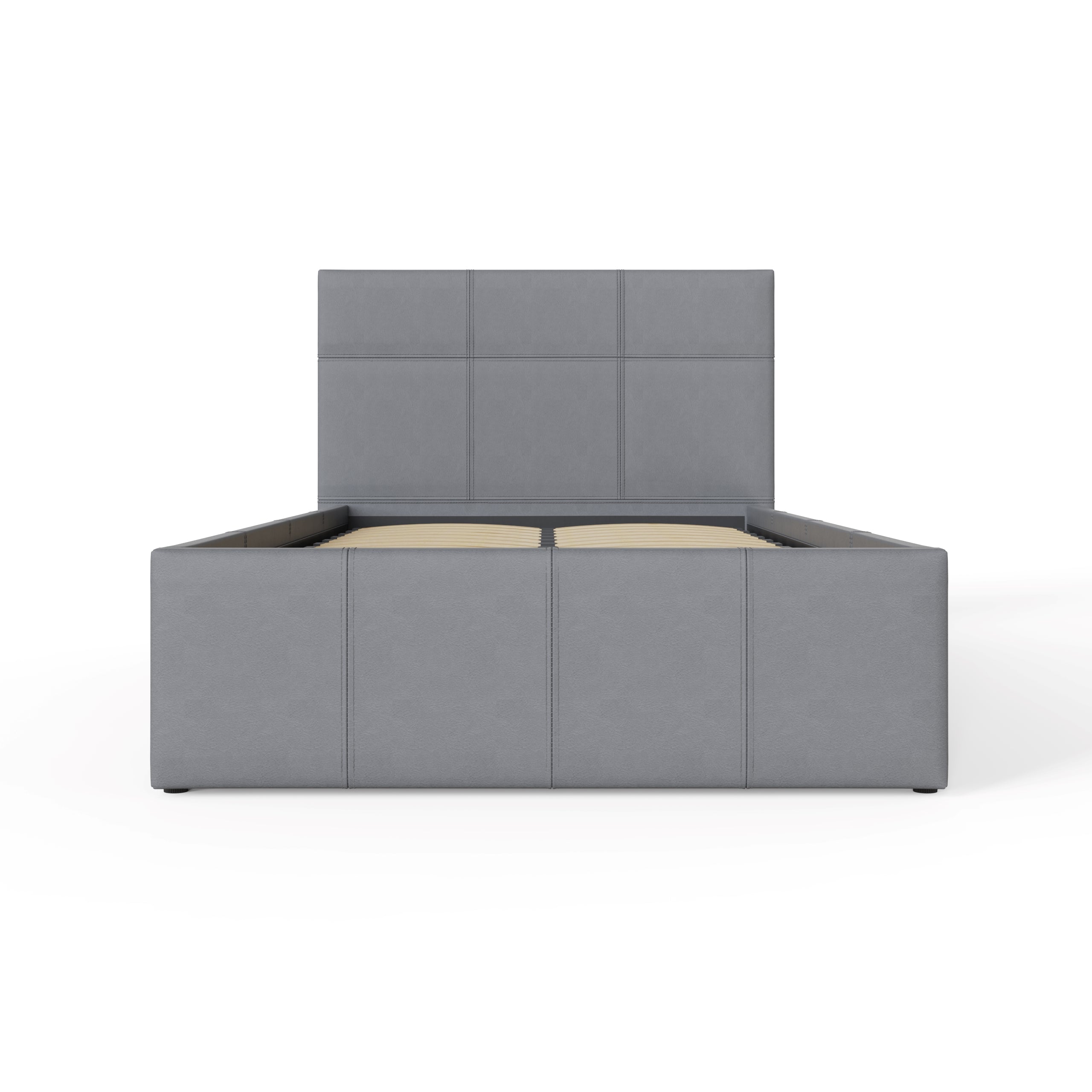 End Lift Ottoman Bed Grey Leather