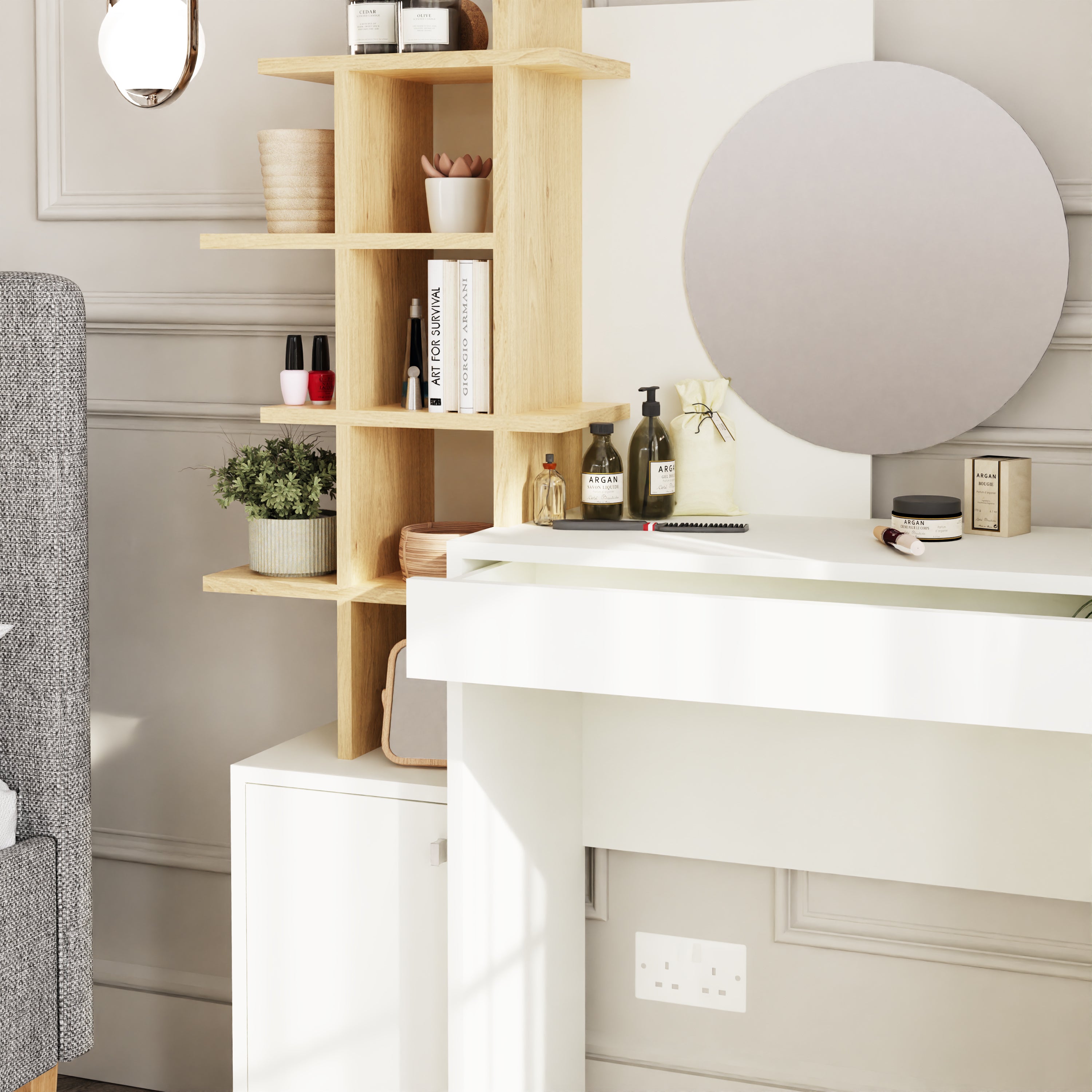 Freyja Dressing Table White/Oak