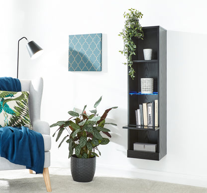 Galicia Tall Shelf Unit With Led Black