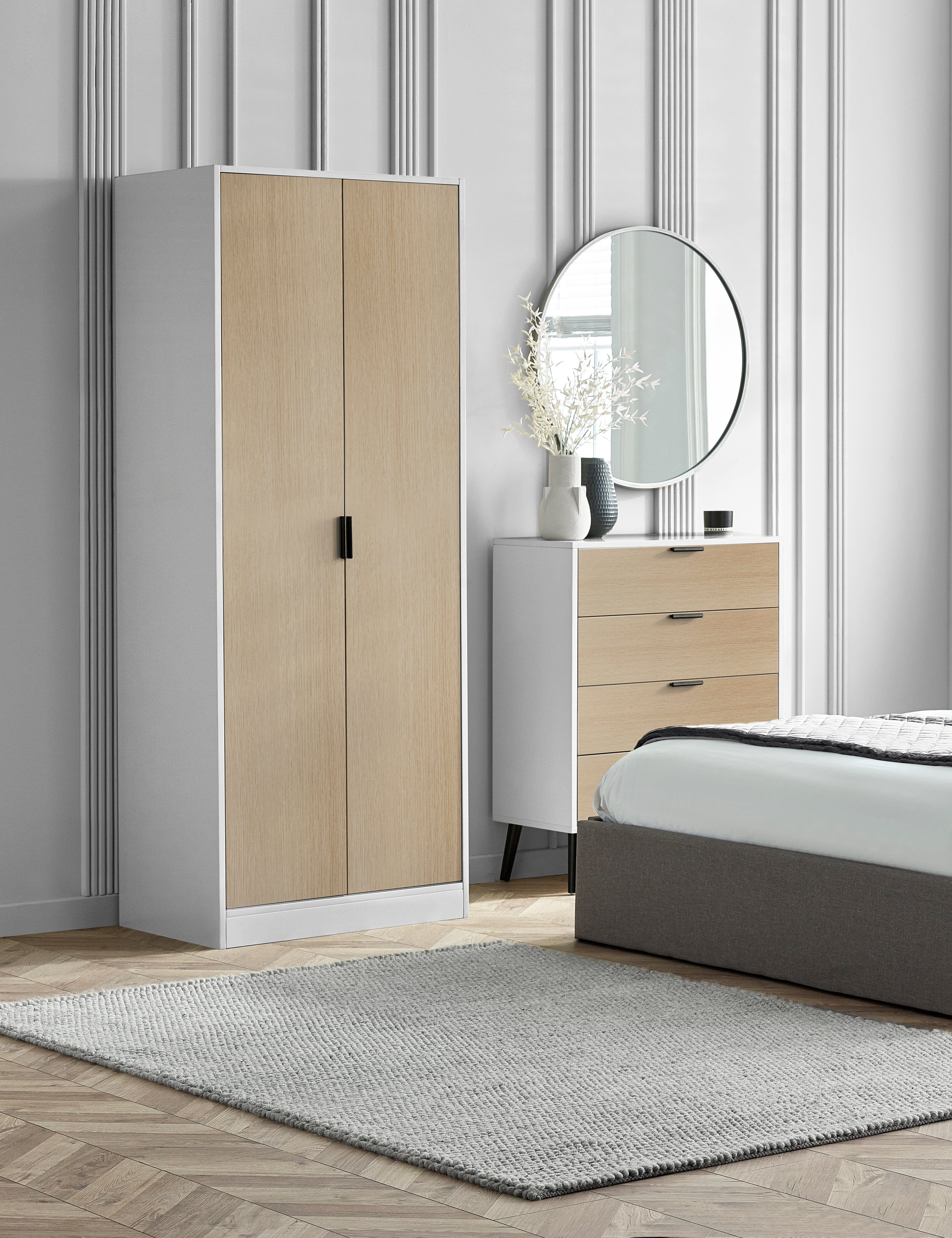 Alba 2 Door Wardrobe - White/Oak