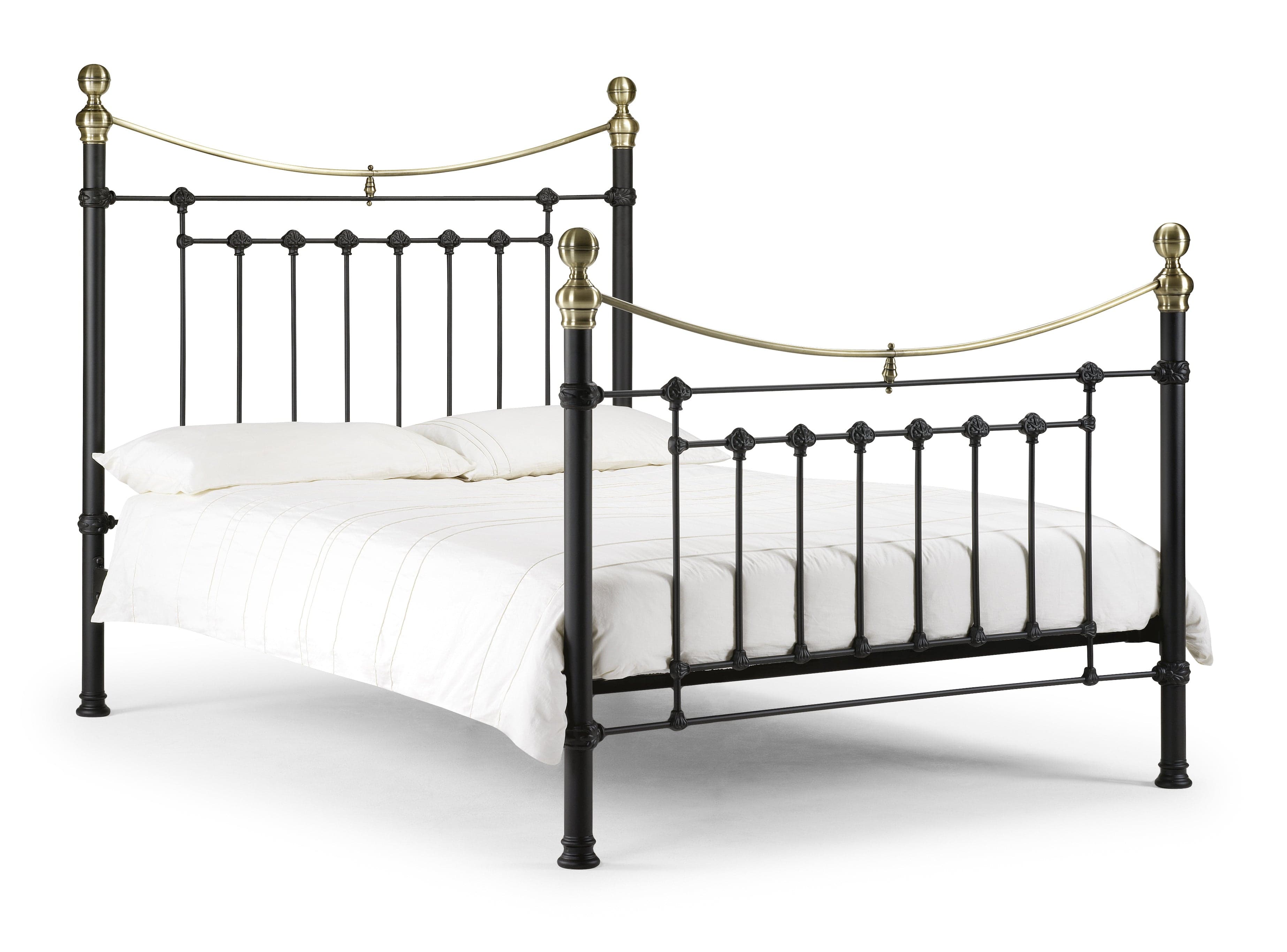 Julian Bowen Metal Bed King 150cm 5ft Victoria Satin Black Bed Metal Bed - Satin Black With Brass Bed Kings