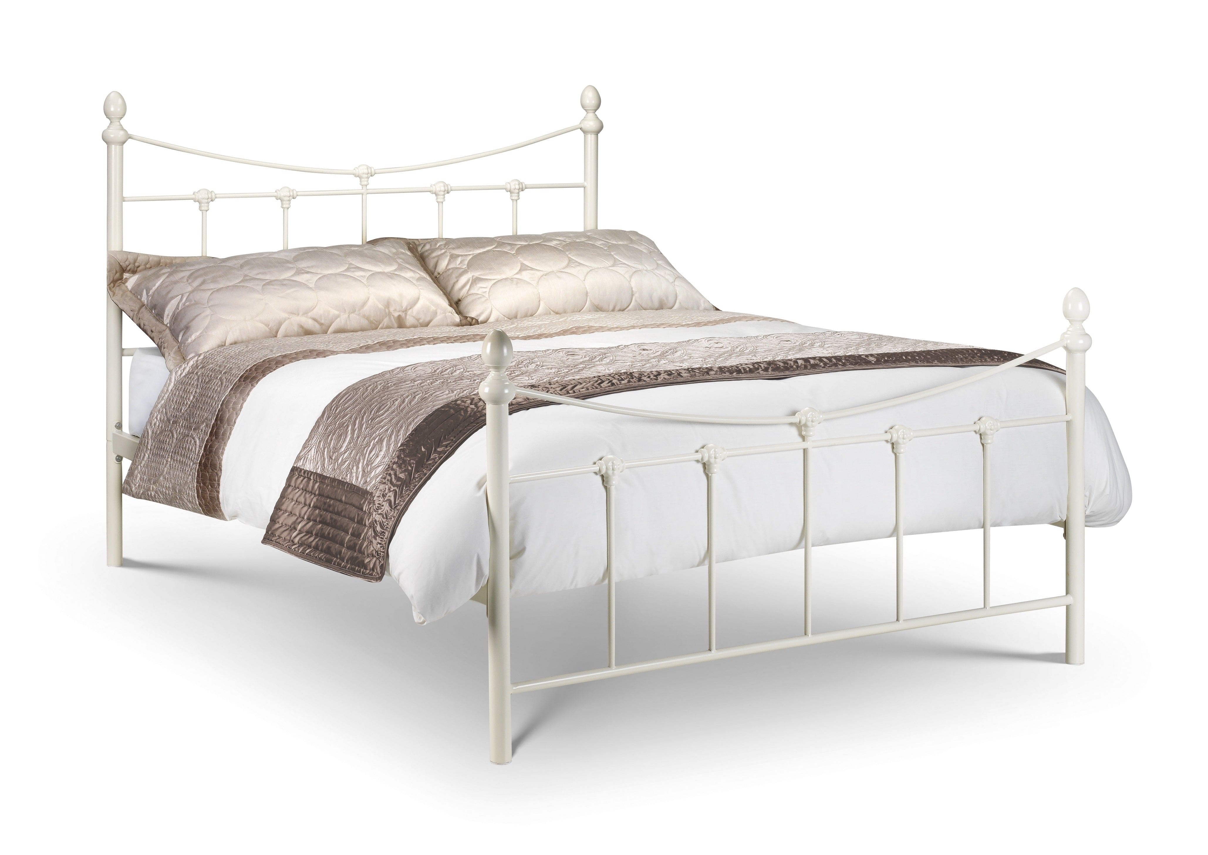 Julian Bowen Metal Bed Rebecca Bed Stone White Metal Bed - Stone White Satin Bed Kings