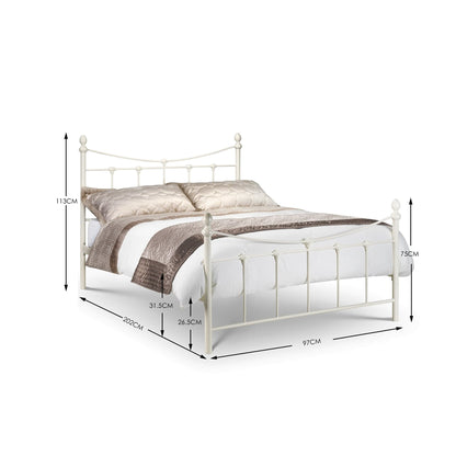 Julian Bowen Metal Bed Rebecca Bed Stone White Metal Bed - Stone White Satin Bed Kings
