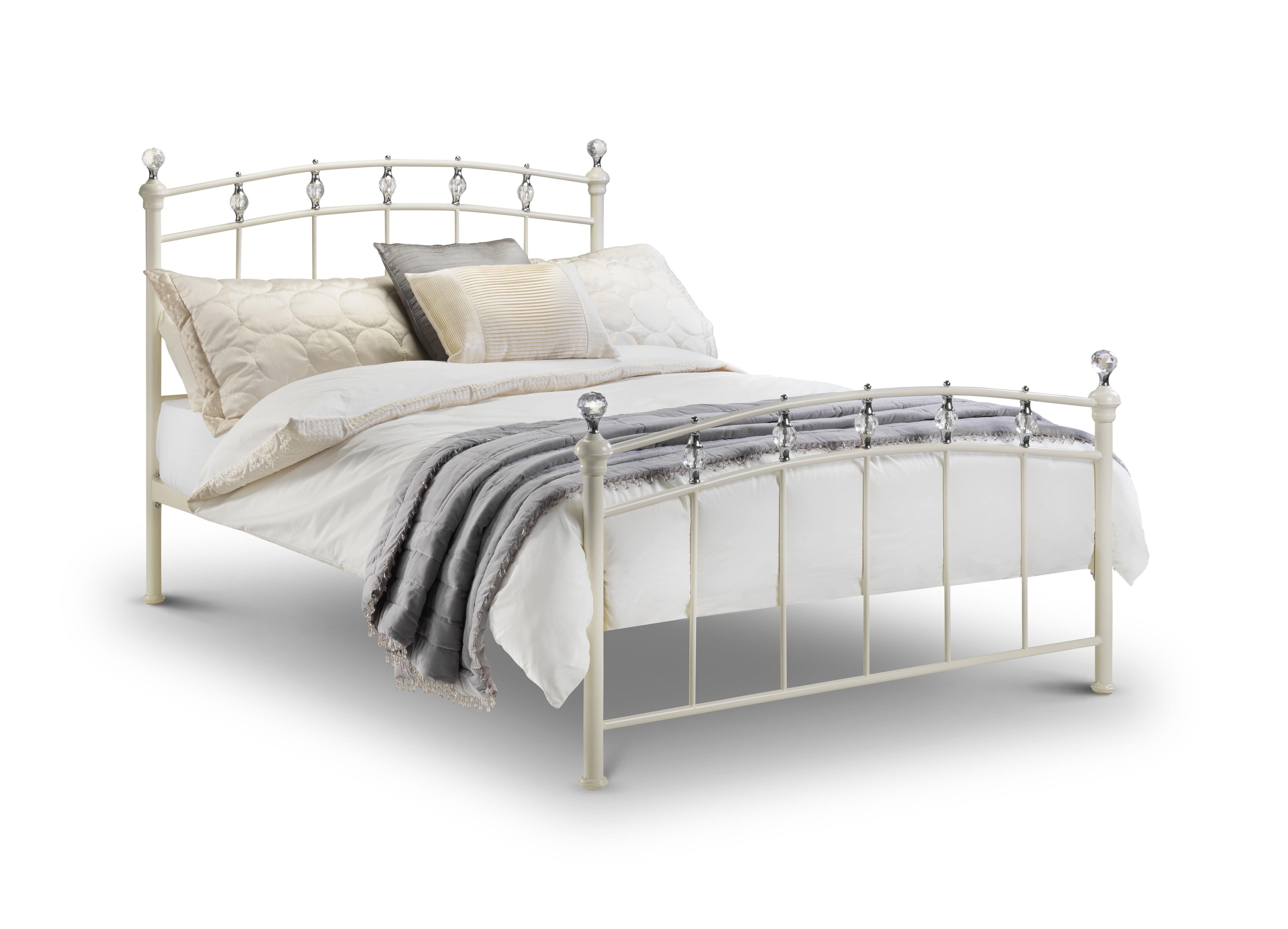 Julian Bowen Metal Bed Sophie Bed Metal Bed - Stone White Satin Bed Kings