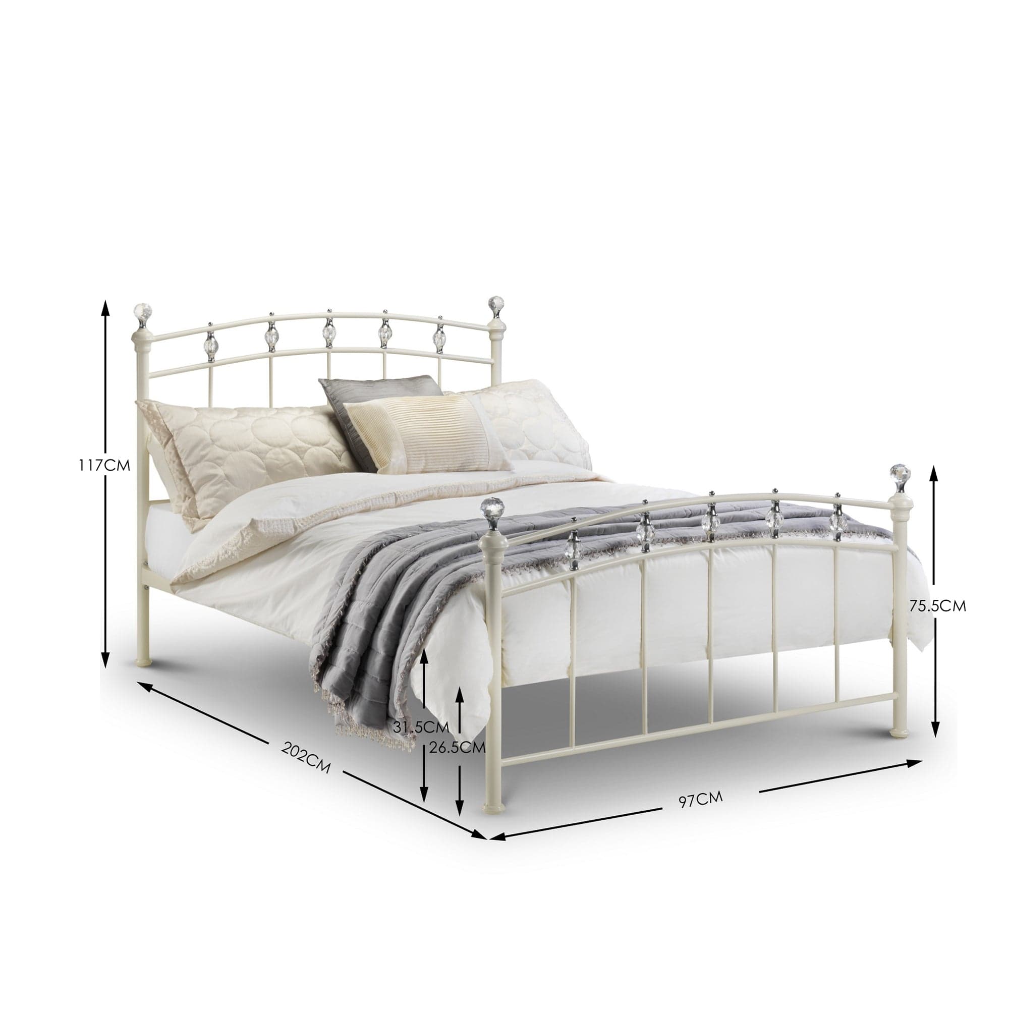 Julian Bowen Metal Bed Sophie Bed Metal Bed - Stone White Satin Bed Kings