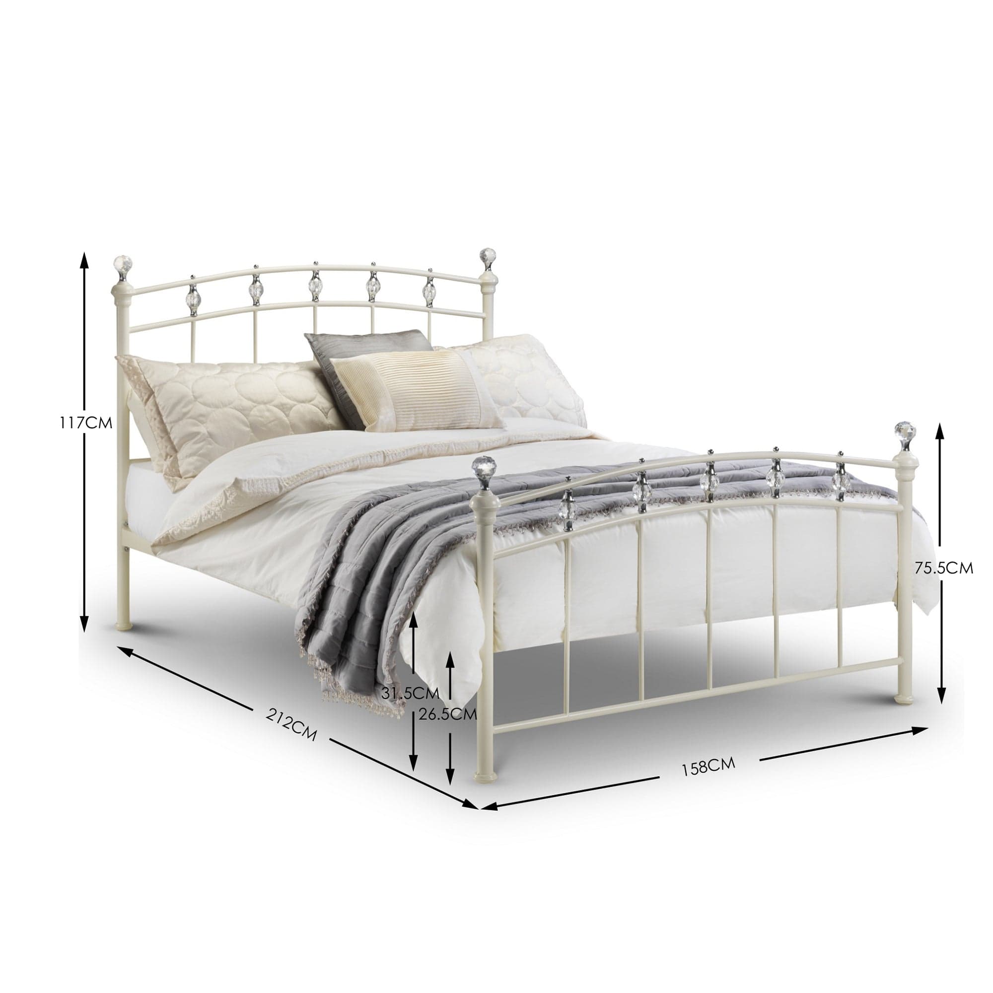 Julian Bowen Metal Bed Sophie Bed Metal Bed - Stone White Satin Bed Kings