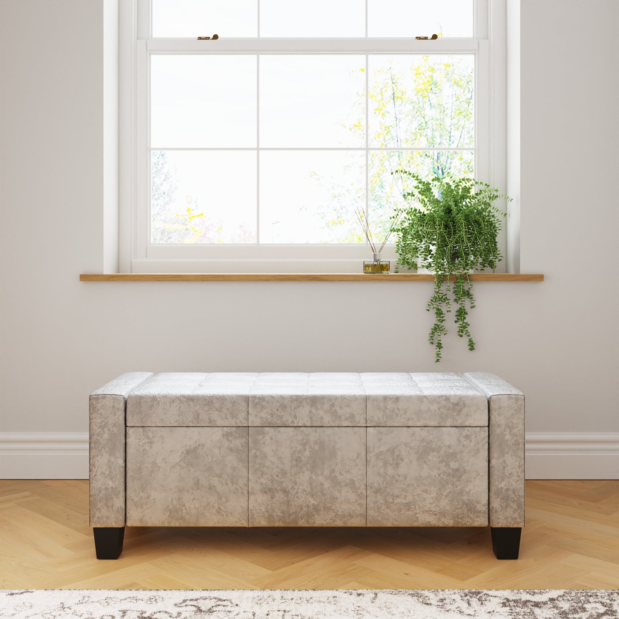 Verona Ottoman Bench Oyster Crushed Velvet