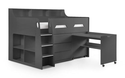 Julian Bowen Mid Sleeper Bed Single 90cm 3ft Jupiter Midsleeper Anthracite Bed Kings