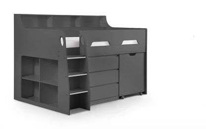 Julian Bowen Mid Sleeper Bed Single 90cm 3ft Jupiter Midsleeper Anthracite Bed Kings