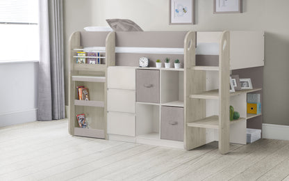 Julian Bowen Mid Sleeper Bed Single 90cm 3ft Saturn Midsleeper - Taupe Bed Kings
