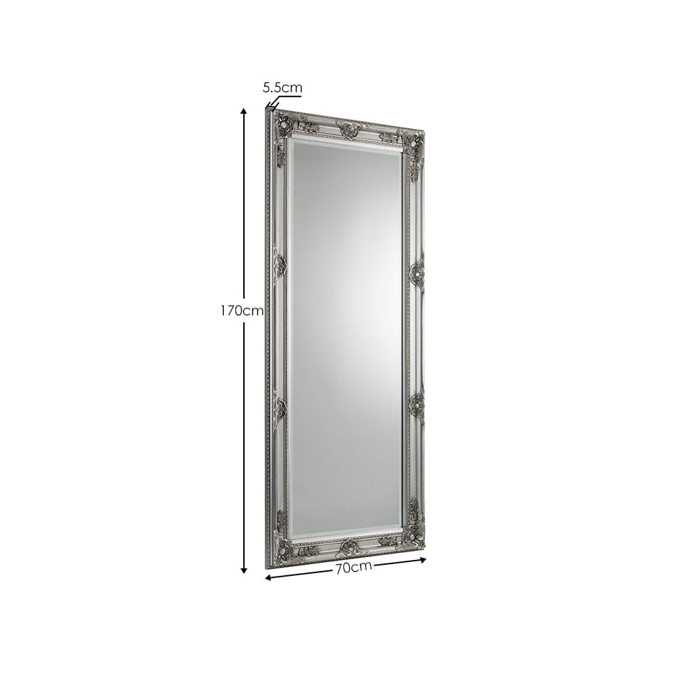 Julian Bowen Mirror Palais Pewter Lean-To Dress Mirror Bed Kings