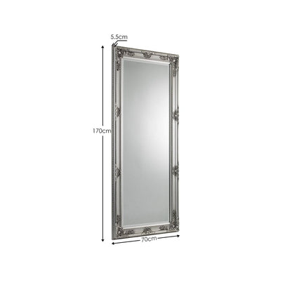 Julian Bowen Mirror Palais Pewter Lean-To Dress Mirror Bed Kings