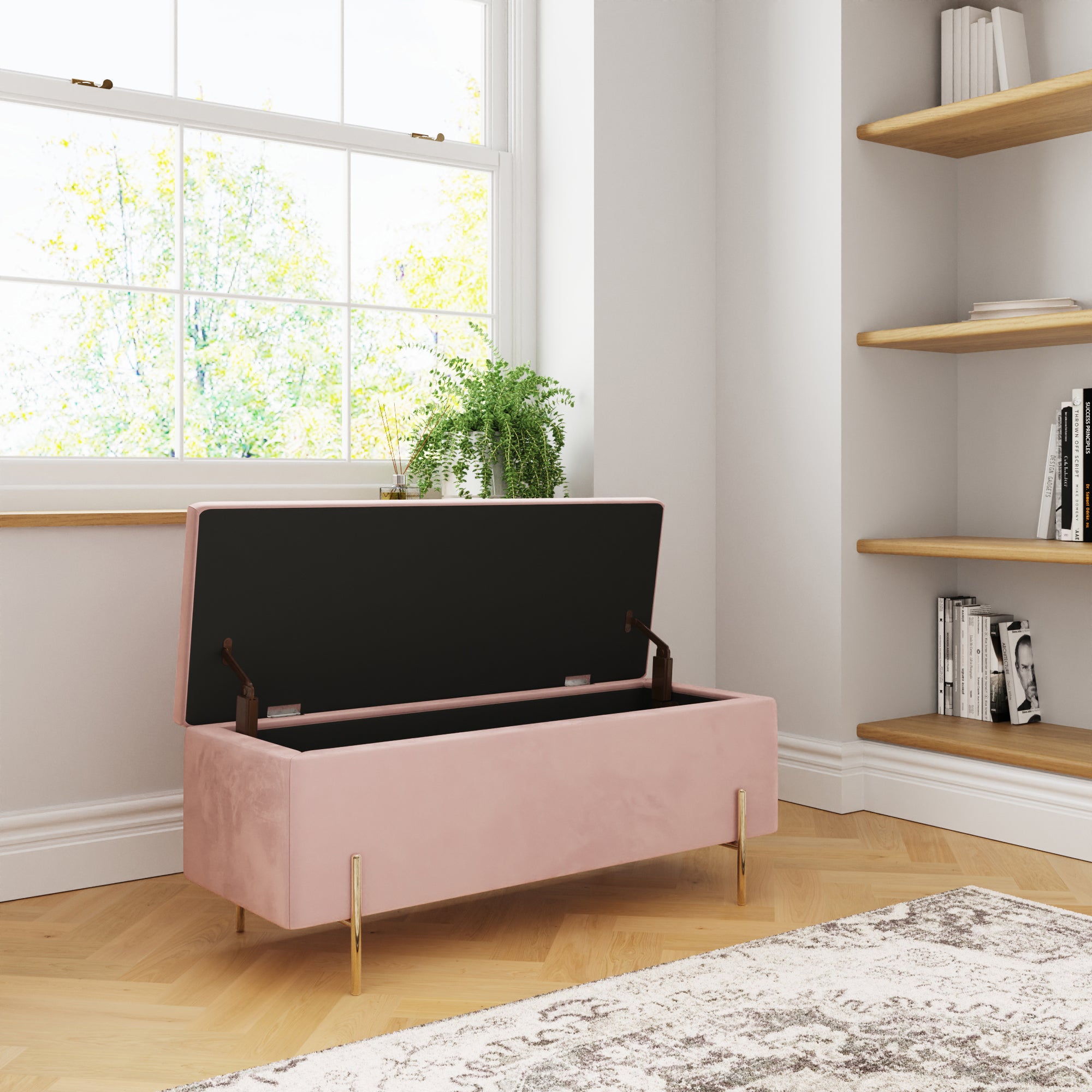 Mystica Ottoman Storage Bench Blush Pink