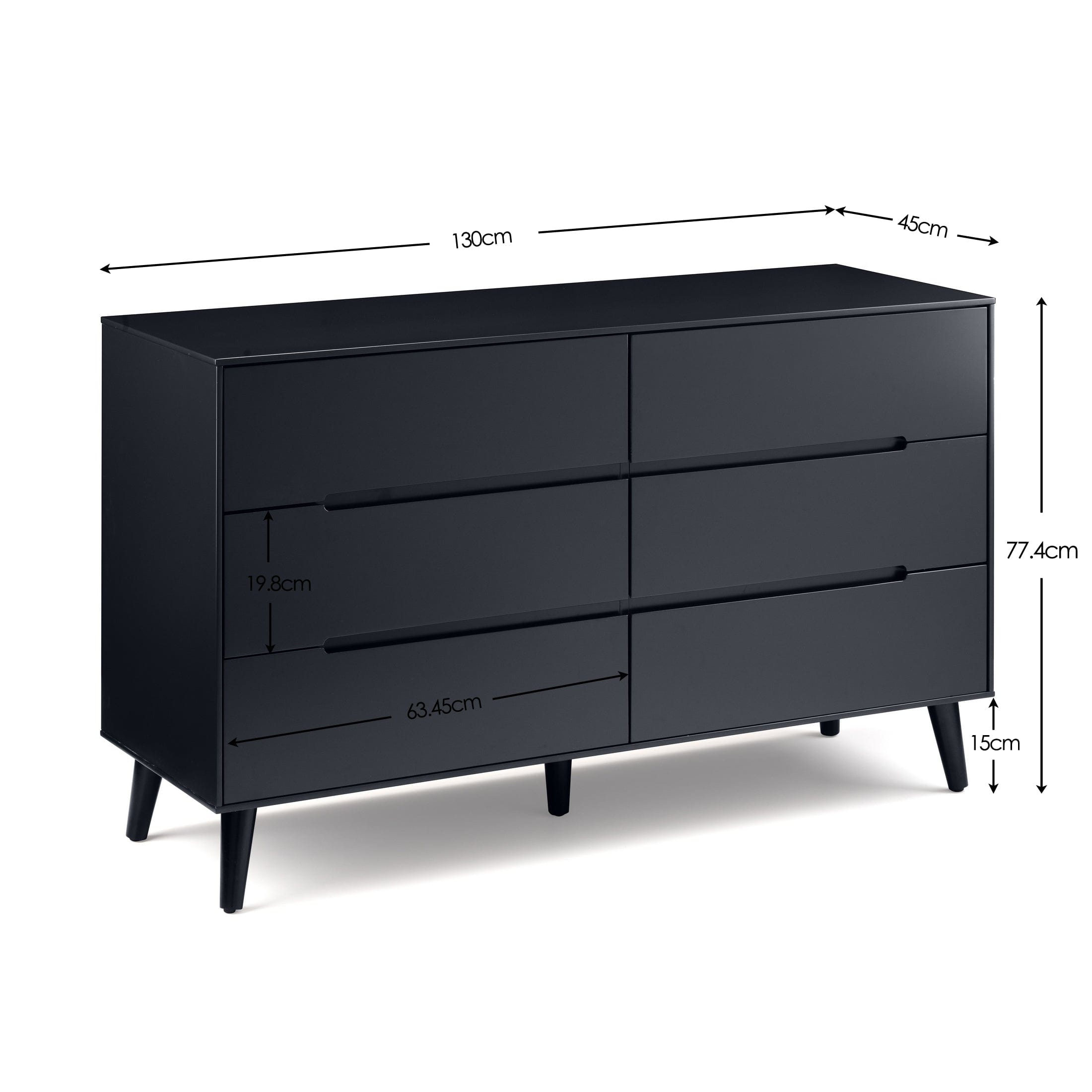 Alicia 6 Drawer Wide Chest - Anthracite