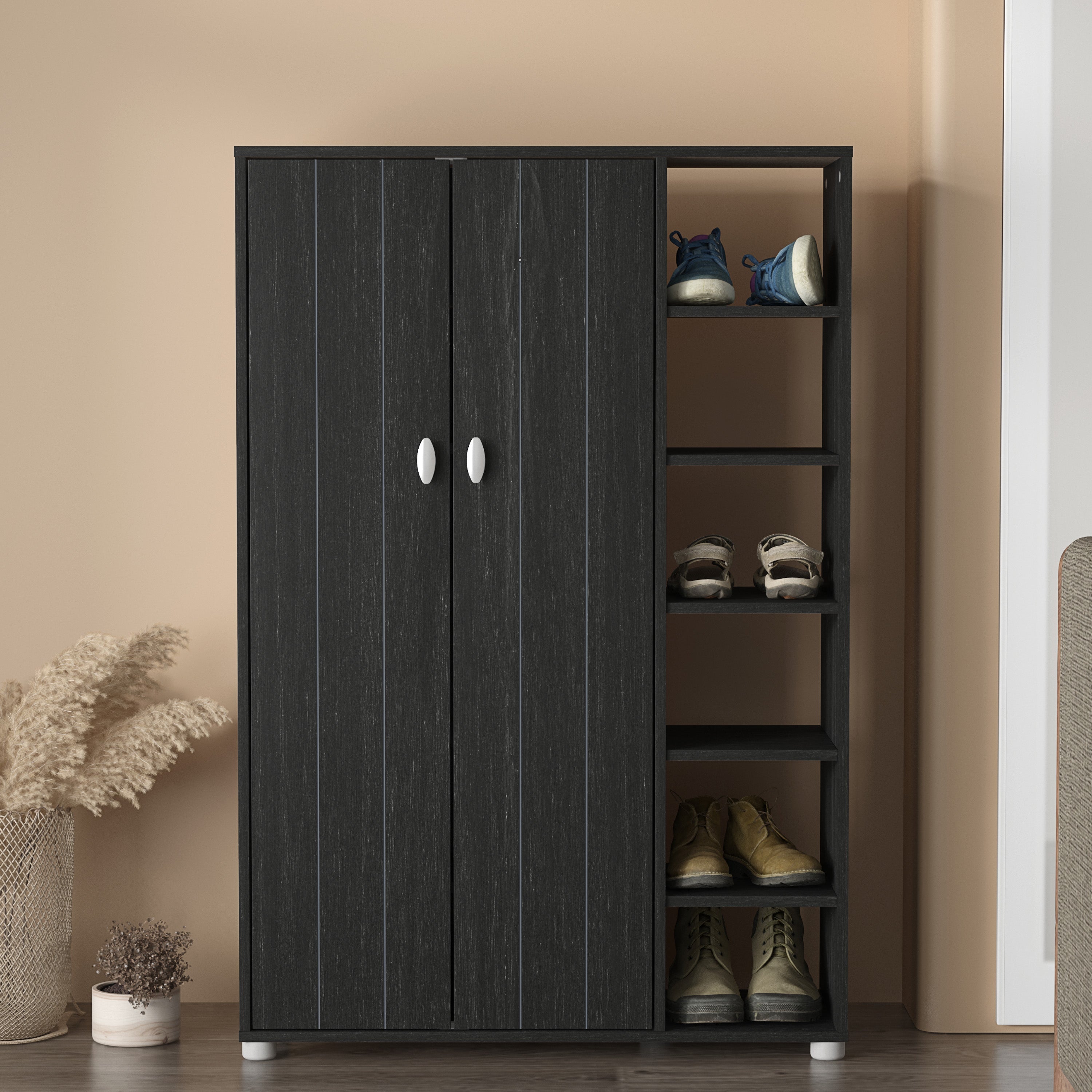 Bideford Tall Shoe Cabinet Rustick Black Oak