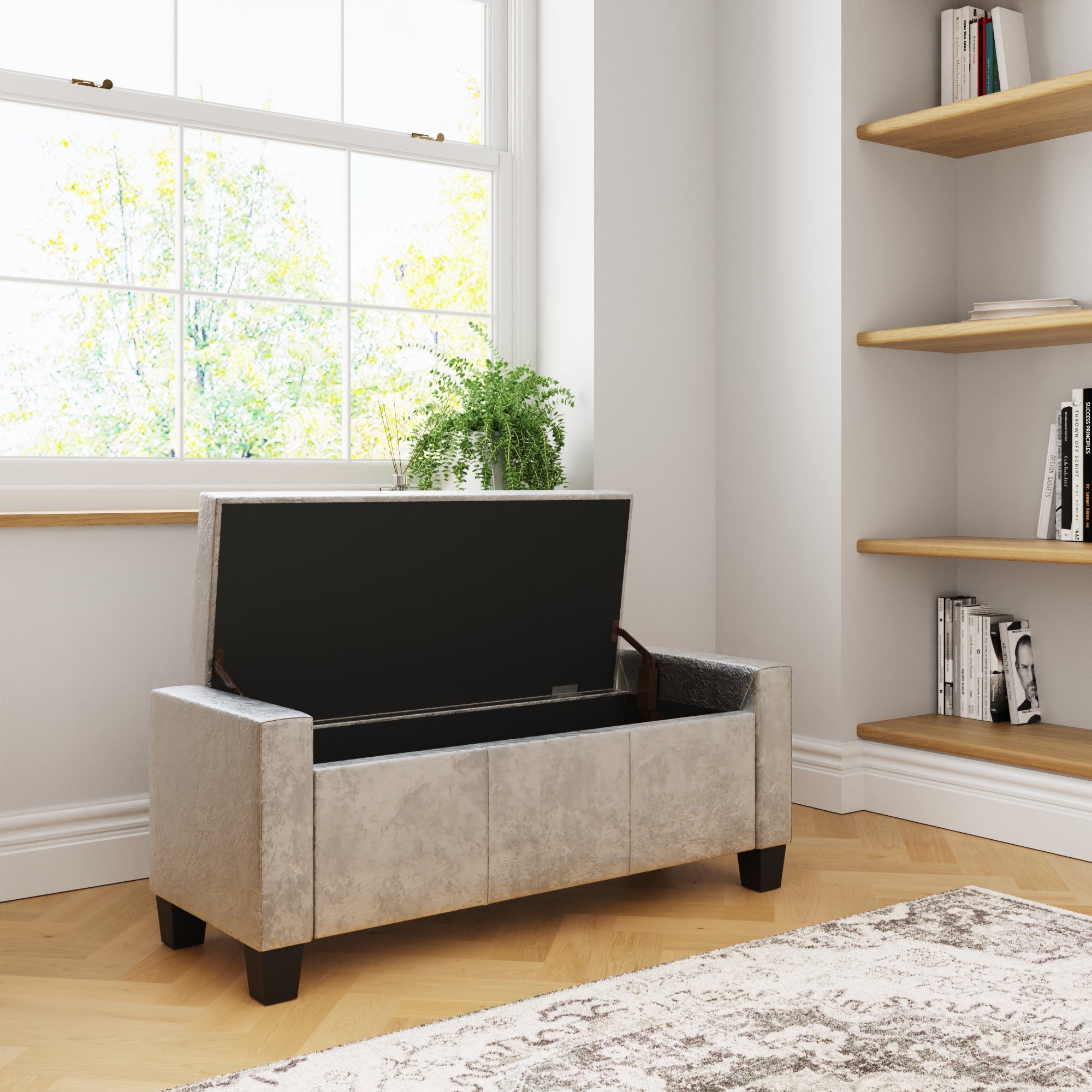 Verona Ottoman Bench Oyster Crushed Velvet