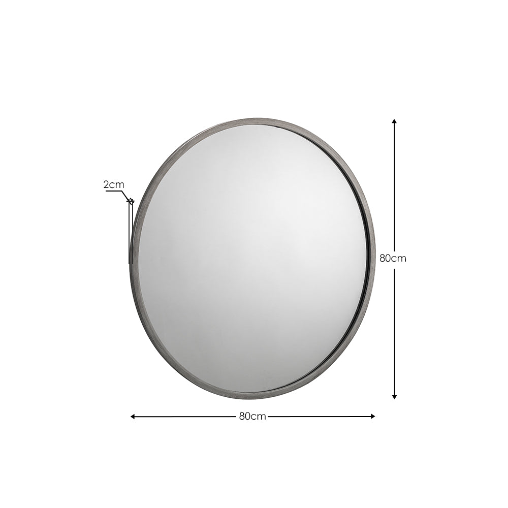 Octave Round Pewter Wall Mirror