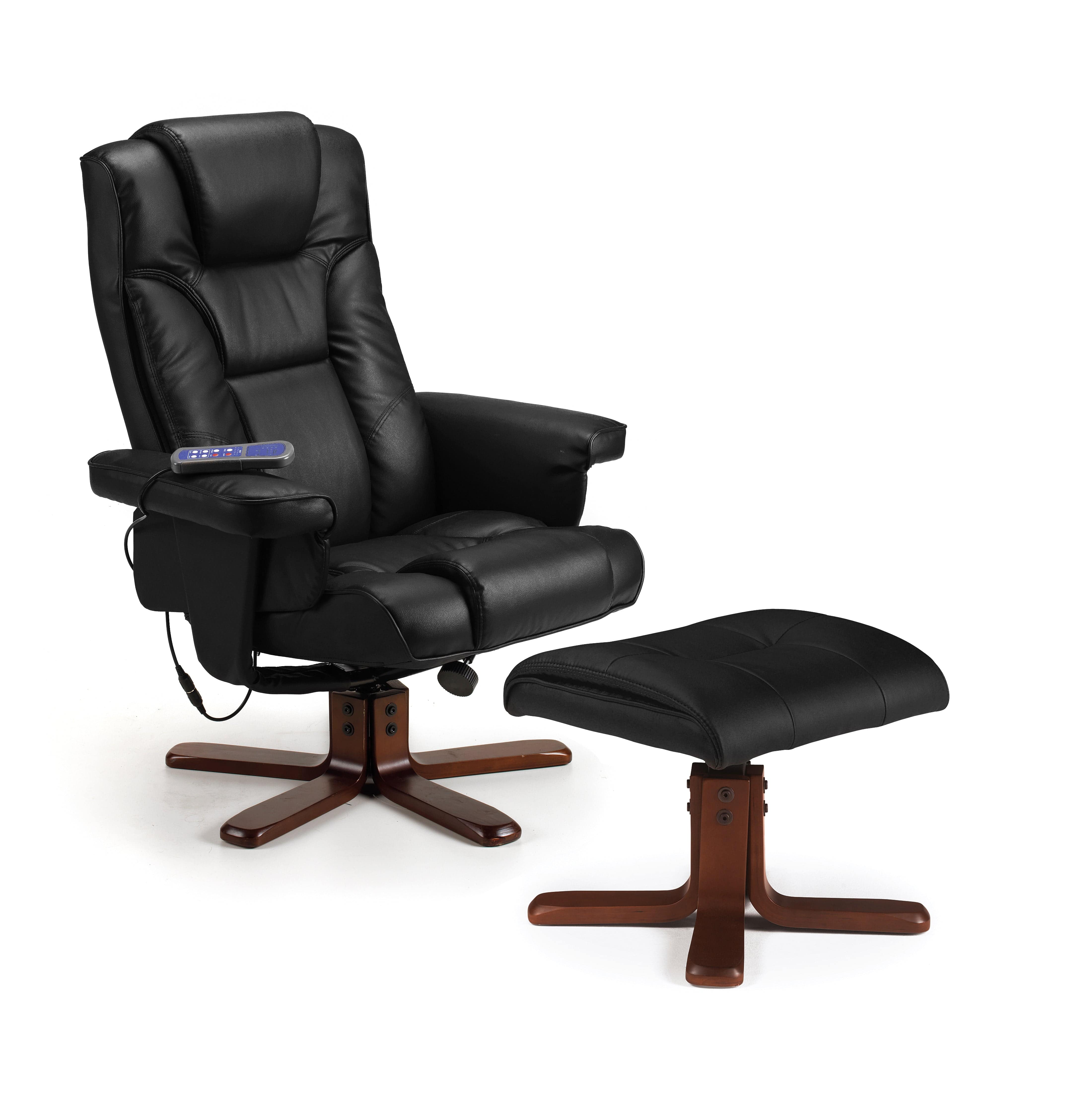 Malmo Massage Recliner & Stool Black