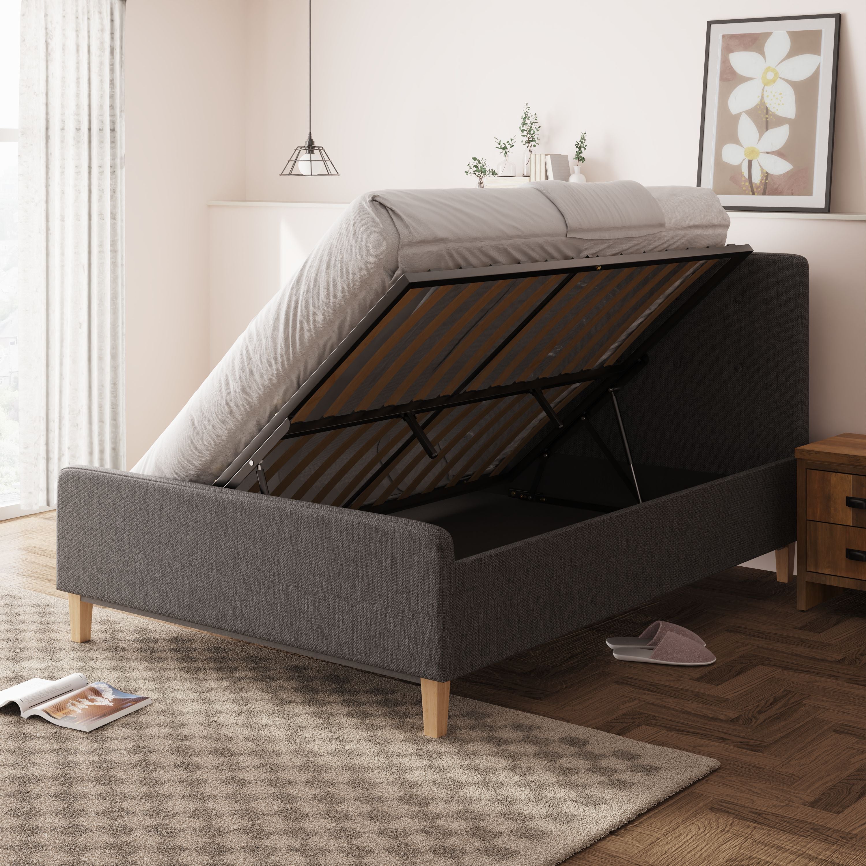 Ashbourne Ottoman Bed Dark Grey