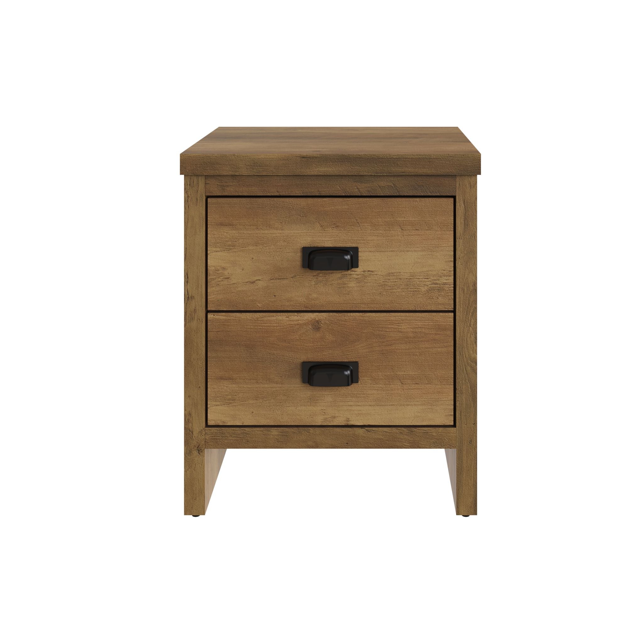 Boston 2 Drawer Bedside Table Knotty Oak