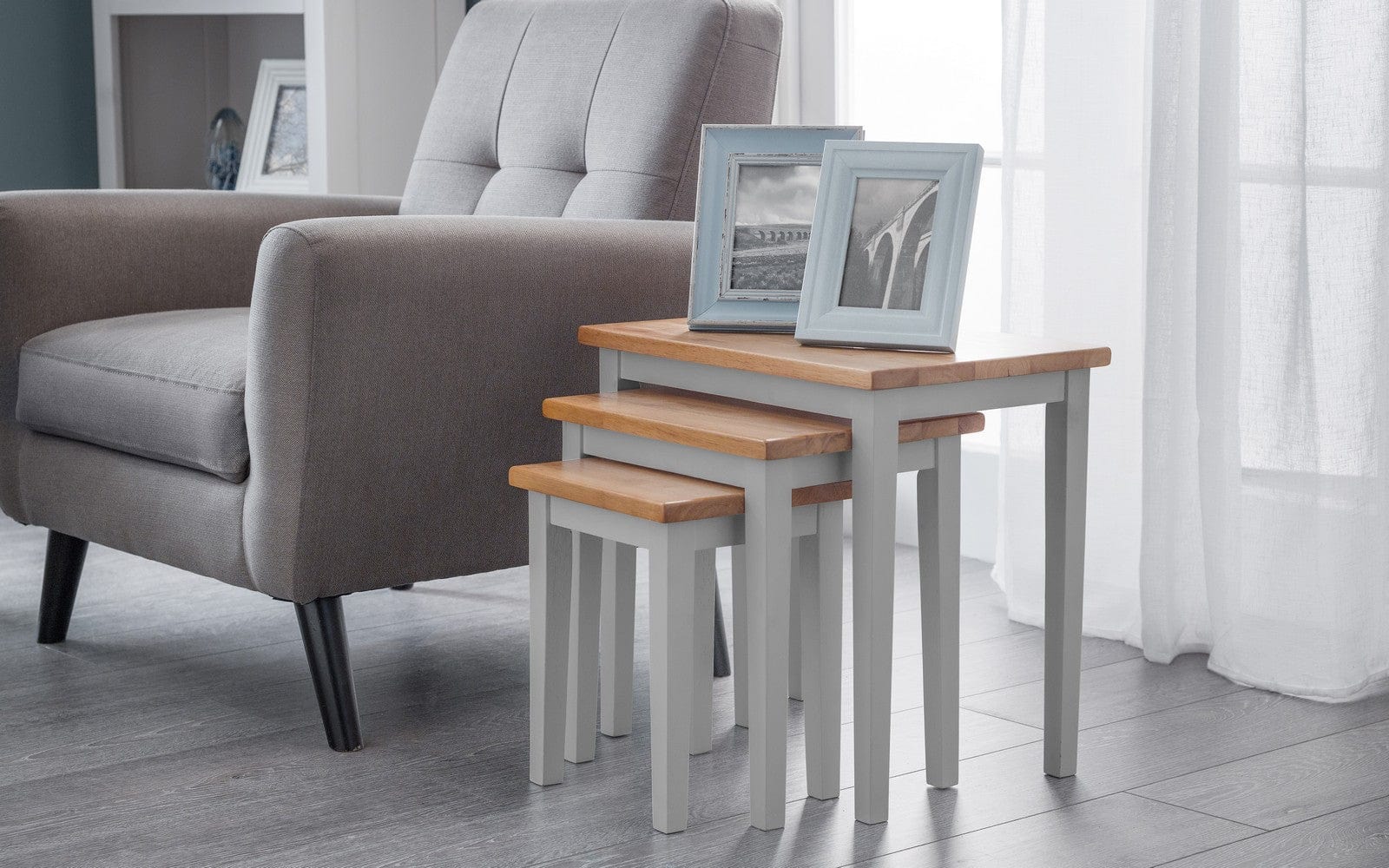 Cleo Nest Of Tables 2 Tone Grey & Oak