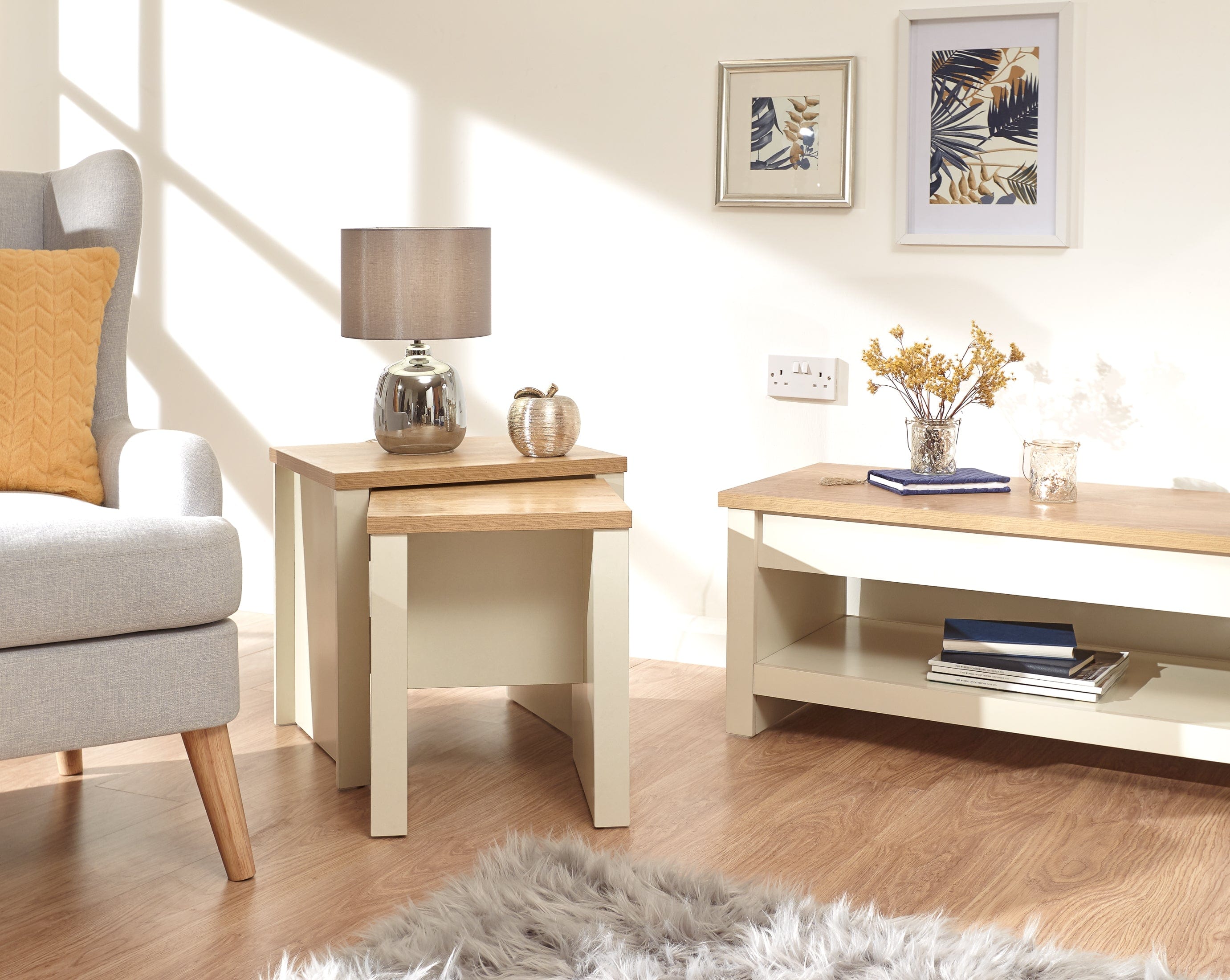 GFW Nest of Tables Lancaster Nesting Tables Cream Bed Kings