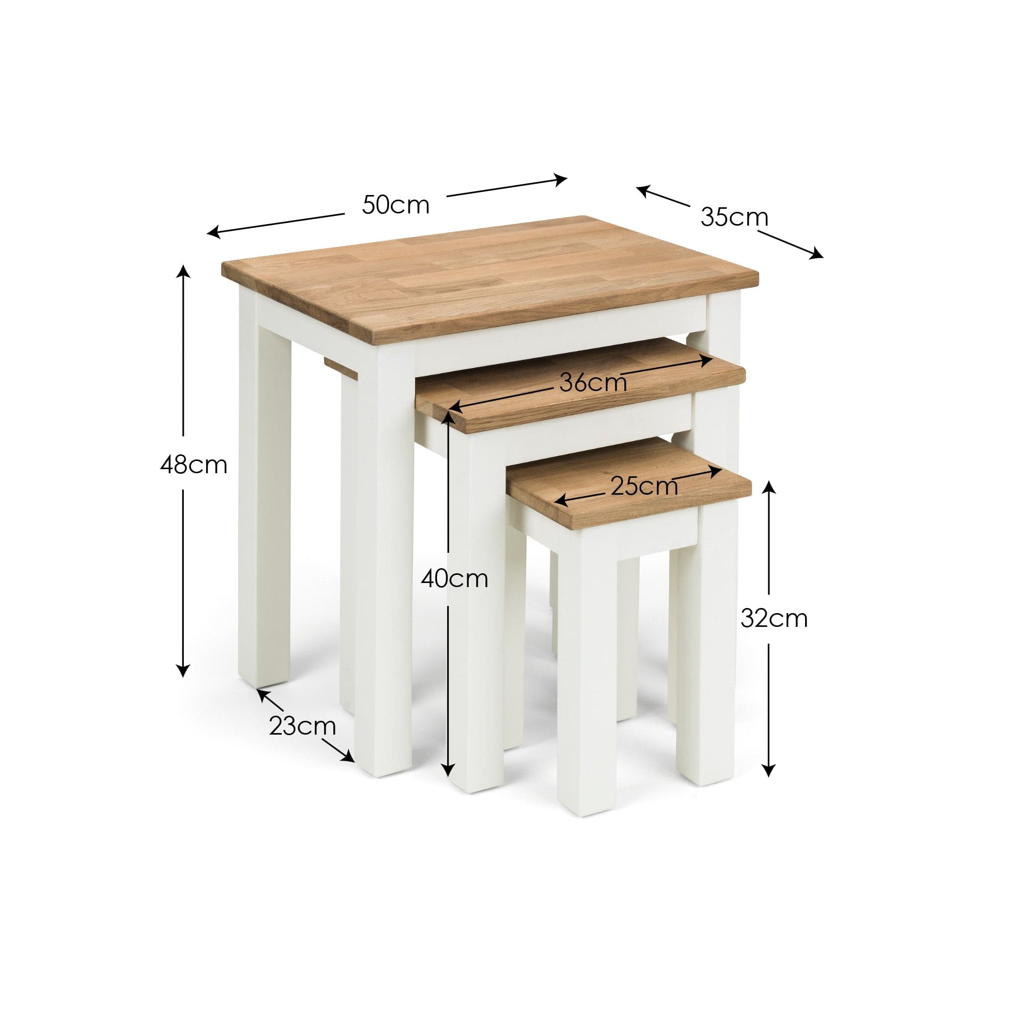 Julian Bowen Nest Of Tables Coxmoor Nest Of 3 Tables - Ivory & Oak Bed Kings