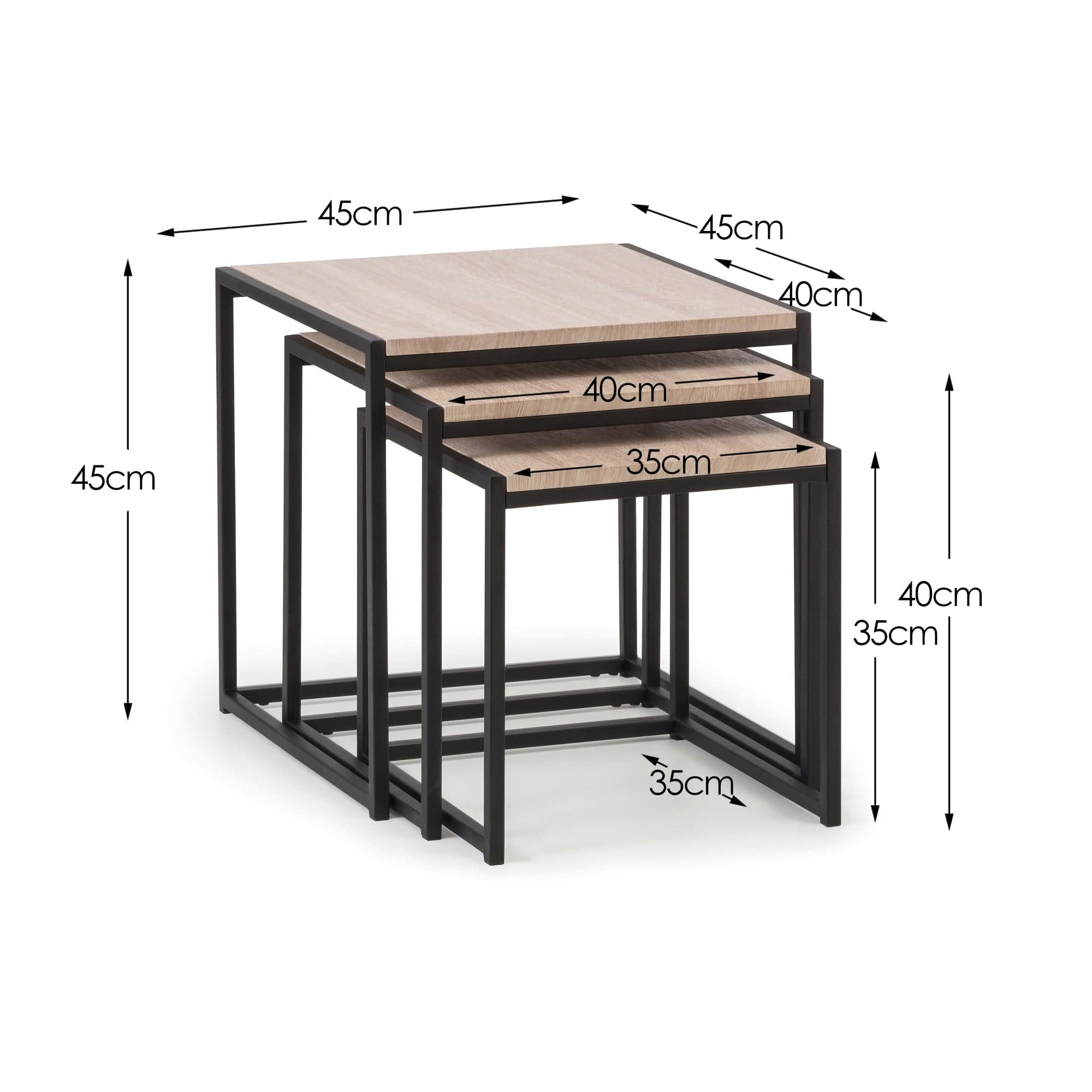 Julian Bowen Nest Of Tables Tribeca Nest Of 3 Tables - Sonoma Oak Bed Kings