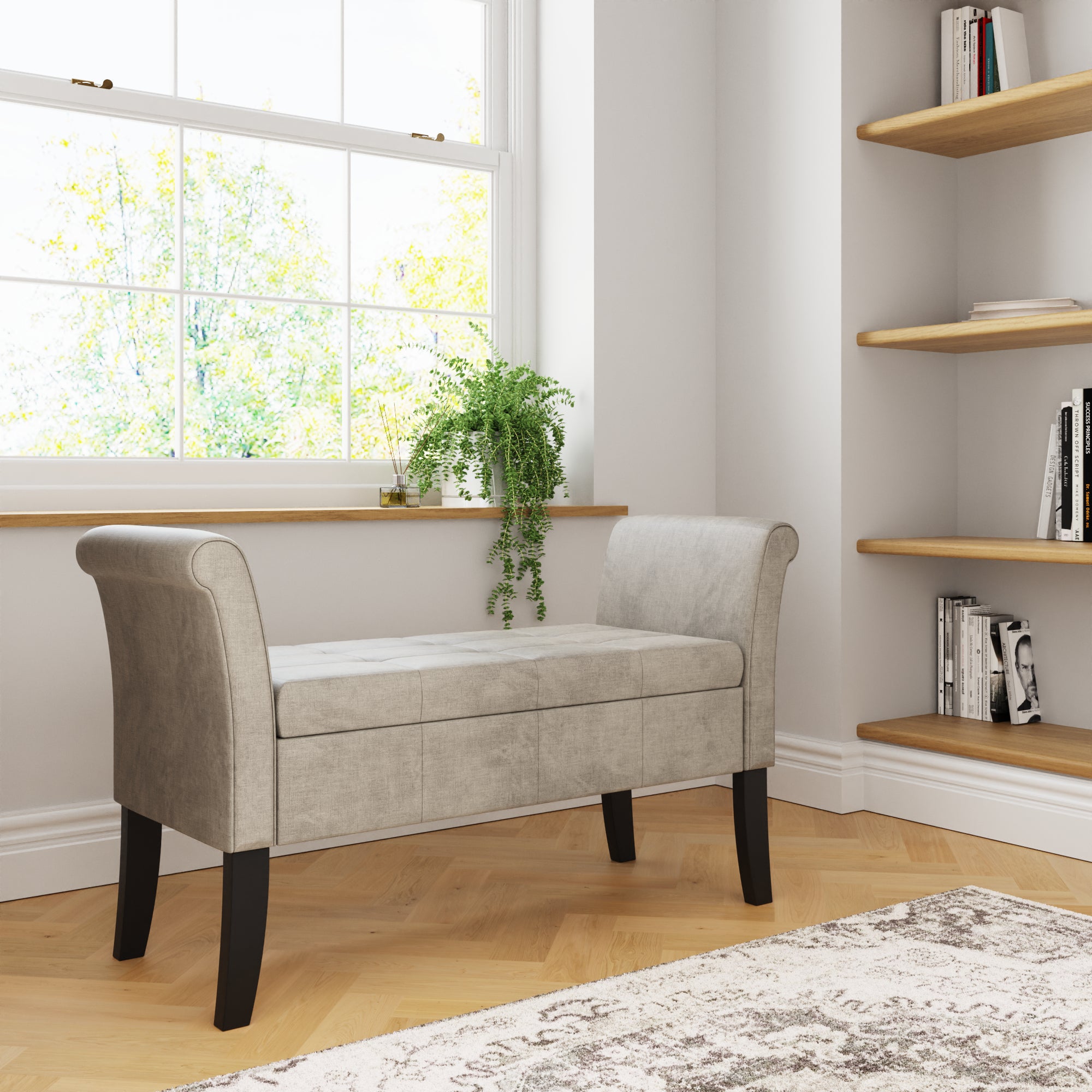 Balmoral Window Seat Silver Chenille