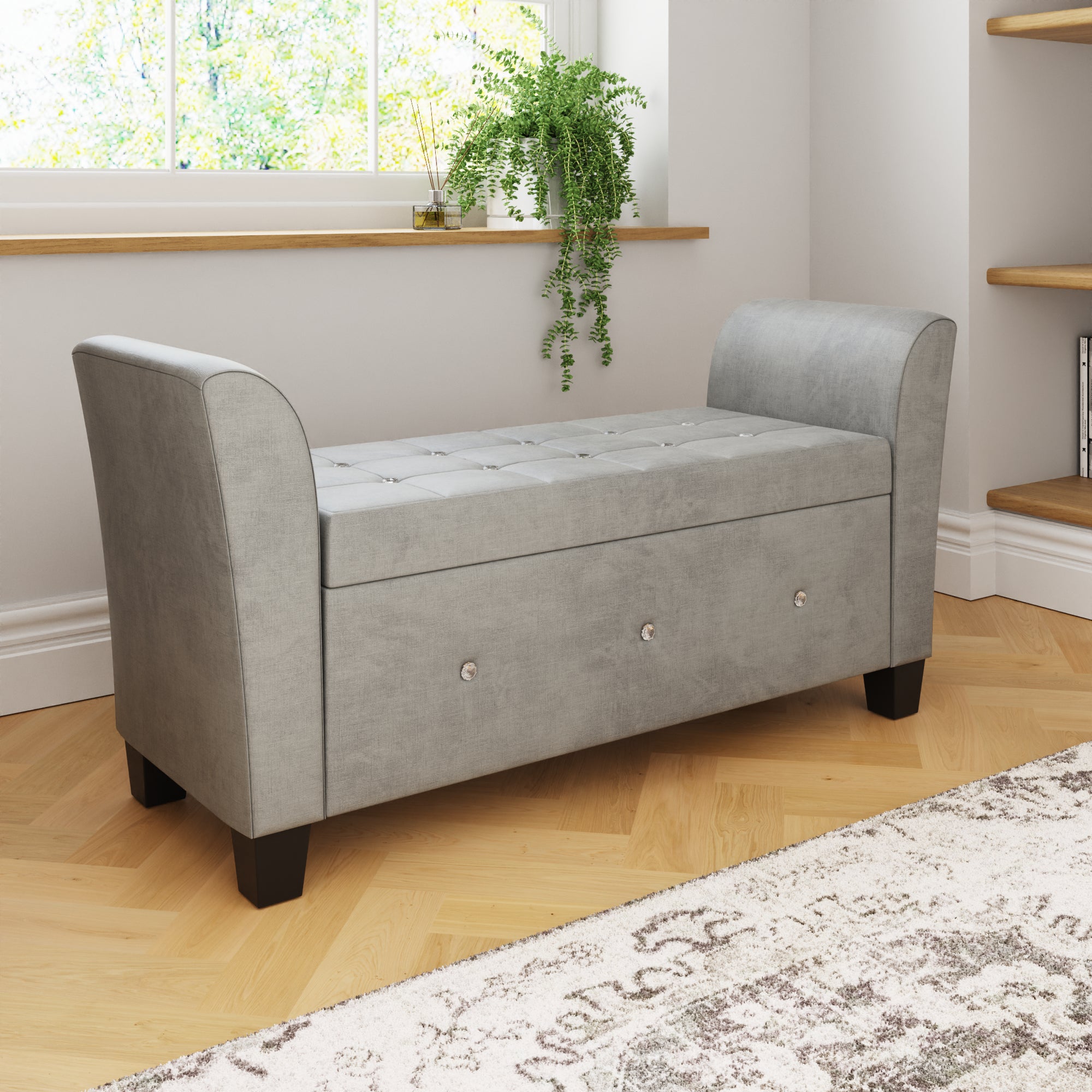 Verona Diamante Window Seat Grey Chenille