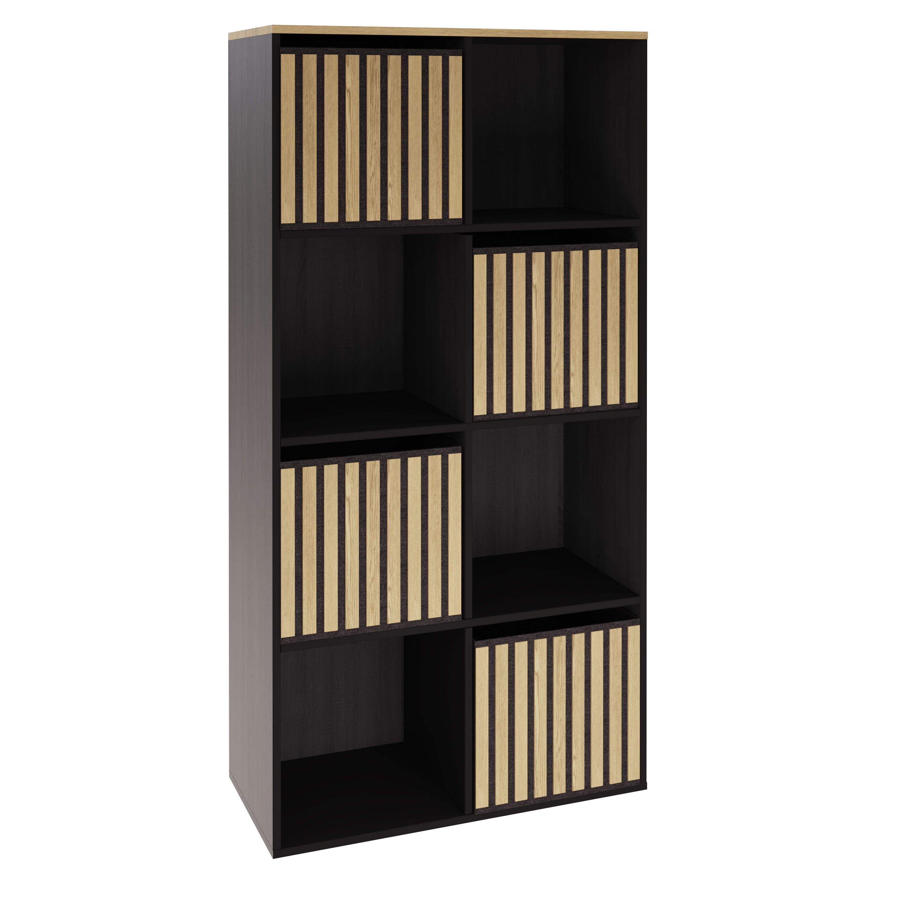 Kube 2X4 Storage Kube Black/Medium Oak