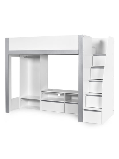 Gaia Highsleeper TV Bed - White and Silver