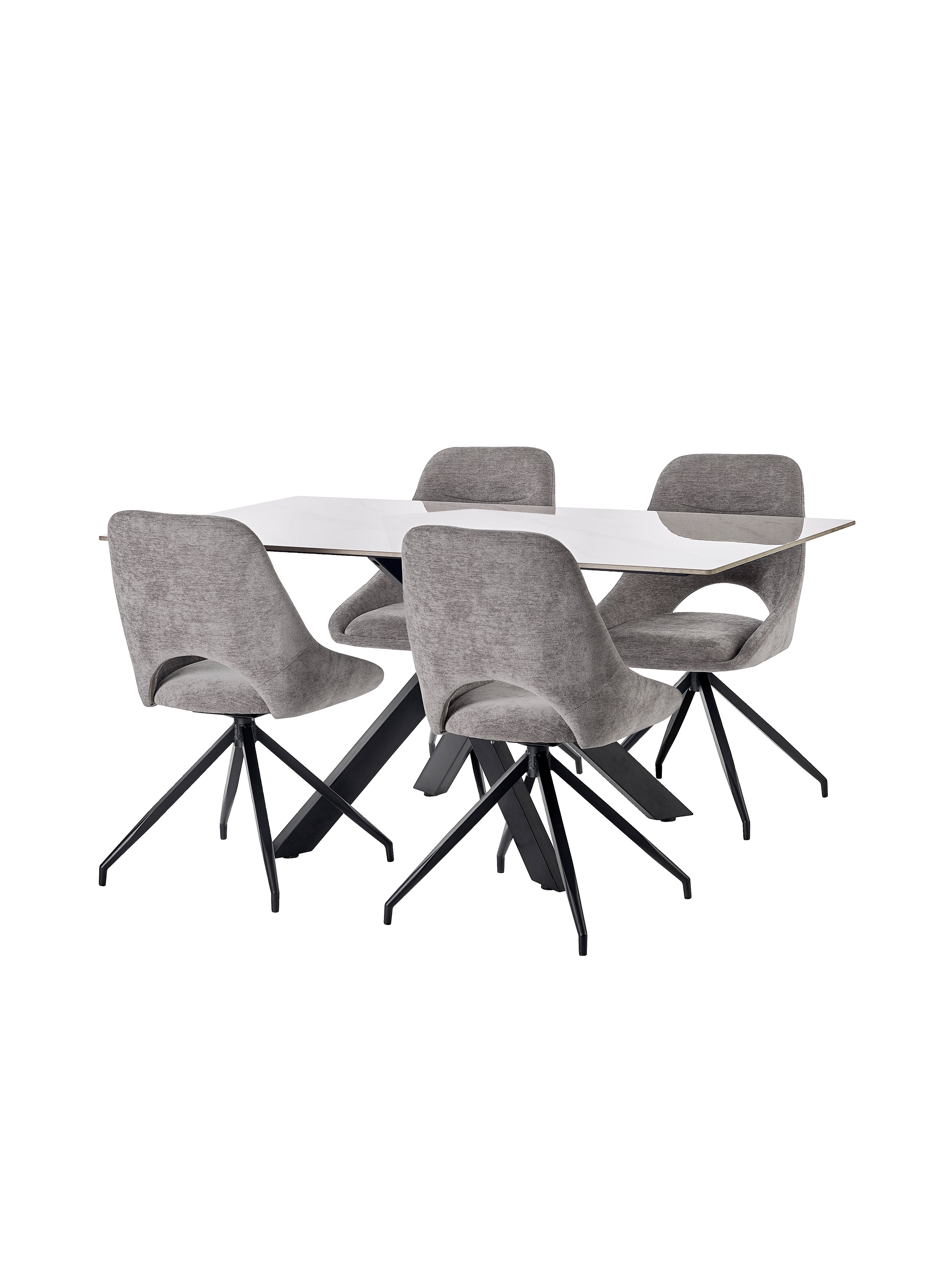 Jonah Grey Chenille Upholstered Dining Chairs (Set of 2)