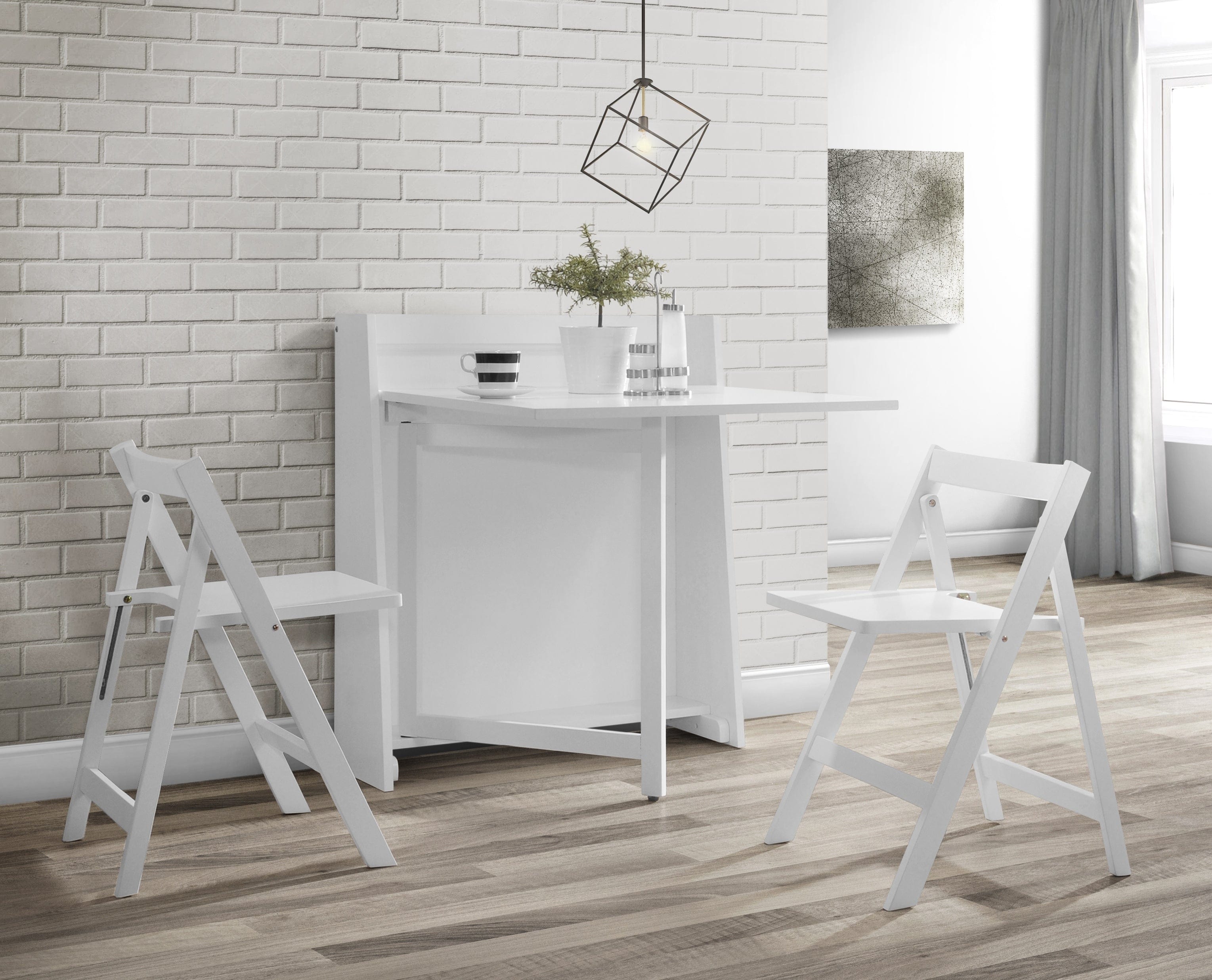 Helsinki Compact Folding White Dining Set