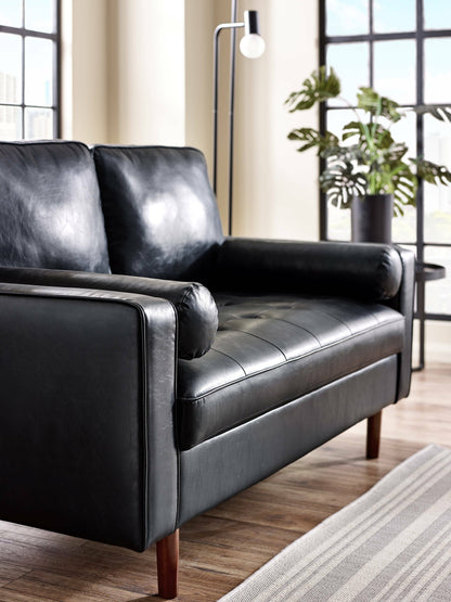 Henley Black Faux Leather 2 Seater Sofa