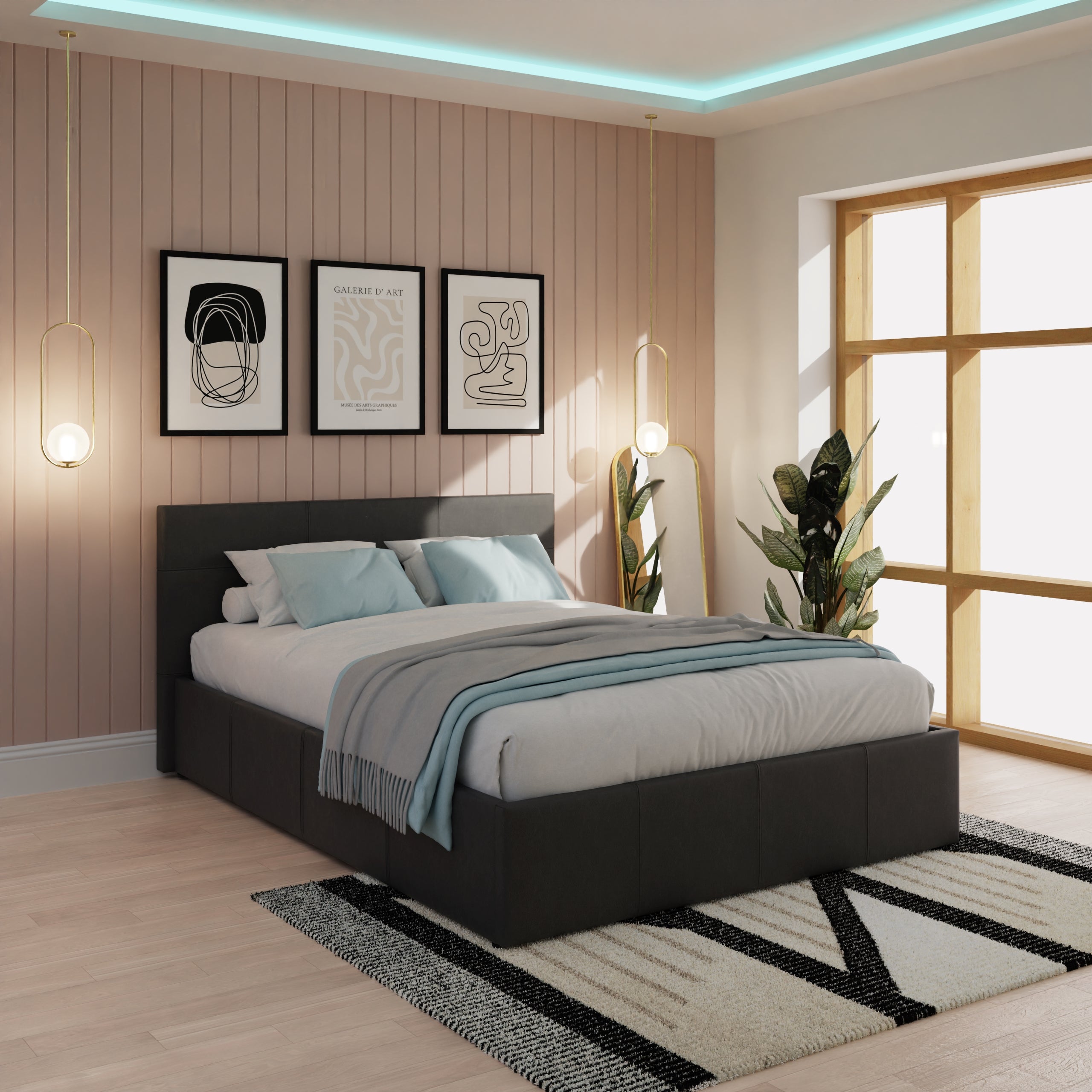 End Lift Ottoman Bed Black