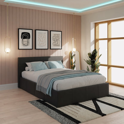 End Lift Ottoman Bed Black