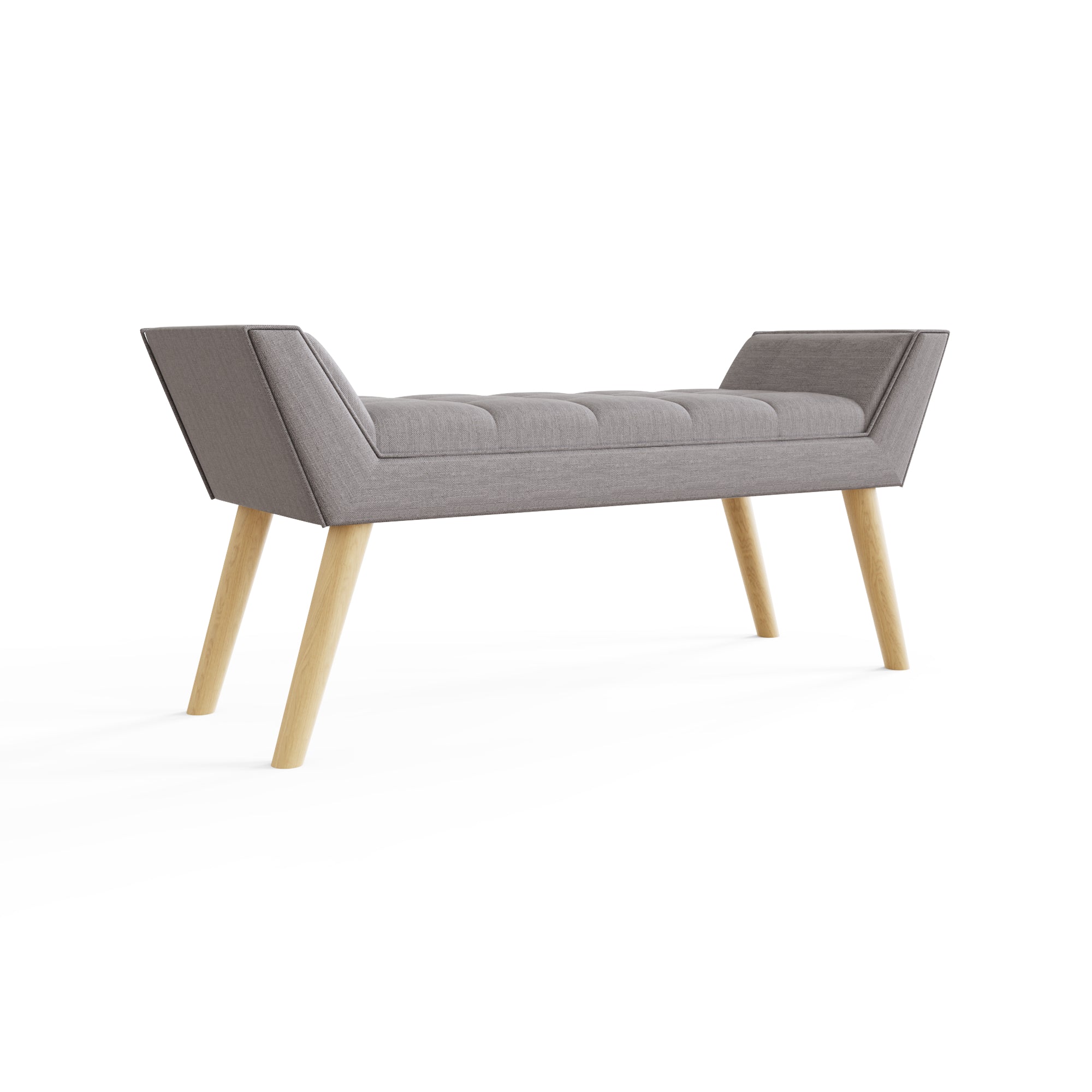 Milan Upholstered Bench Grey Hopsack