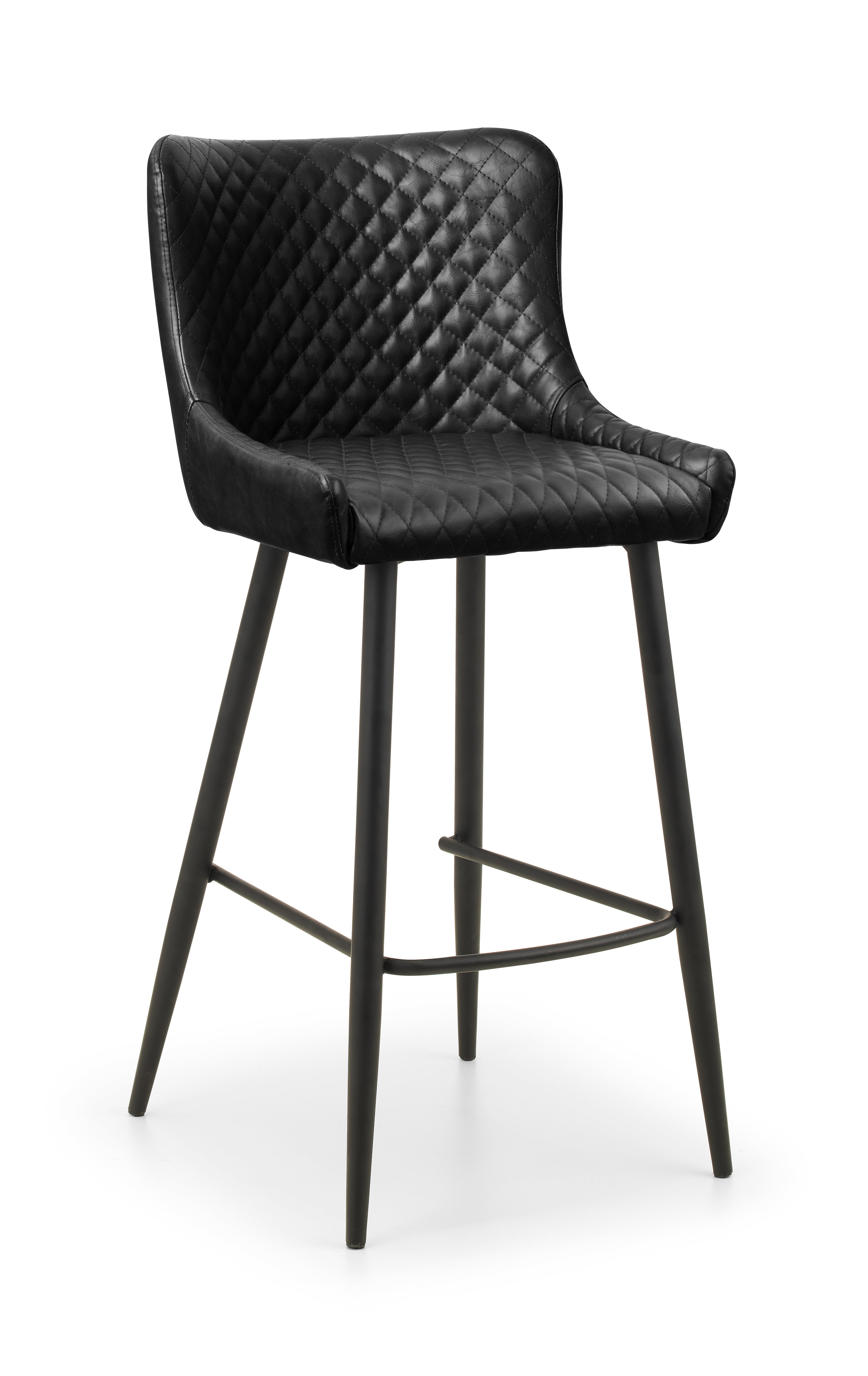 Luxe Faux Leather Barstool - Black