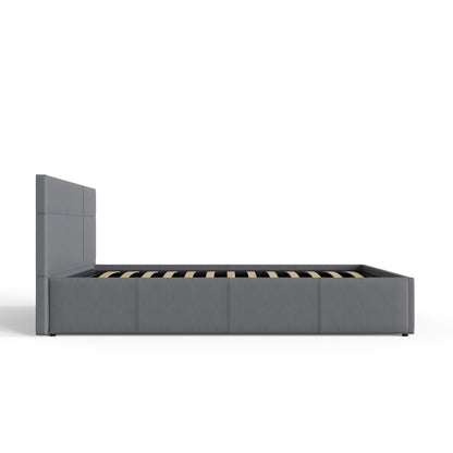 End Lift Ottoman Bed Grey Leather