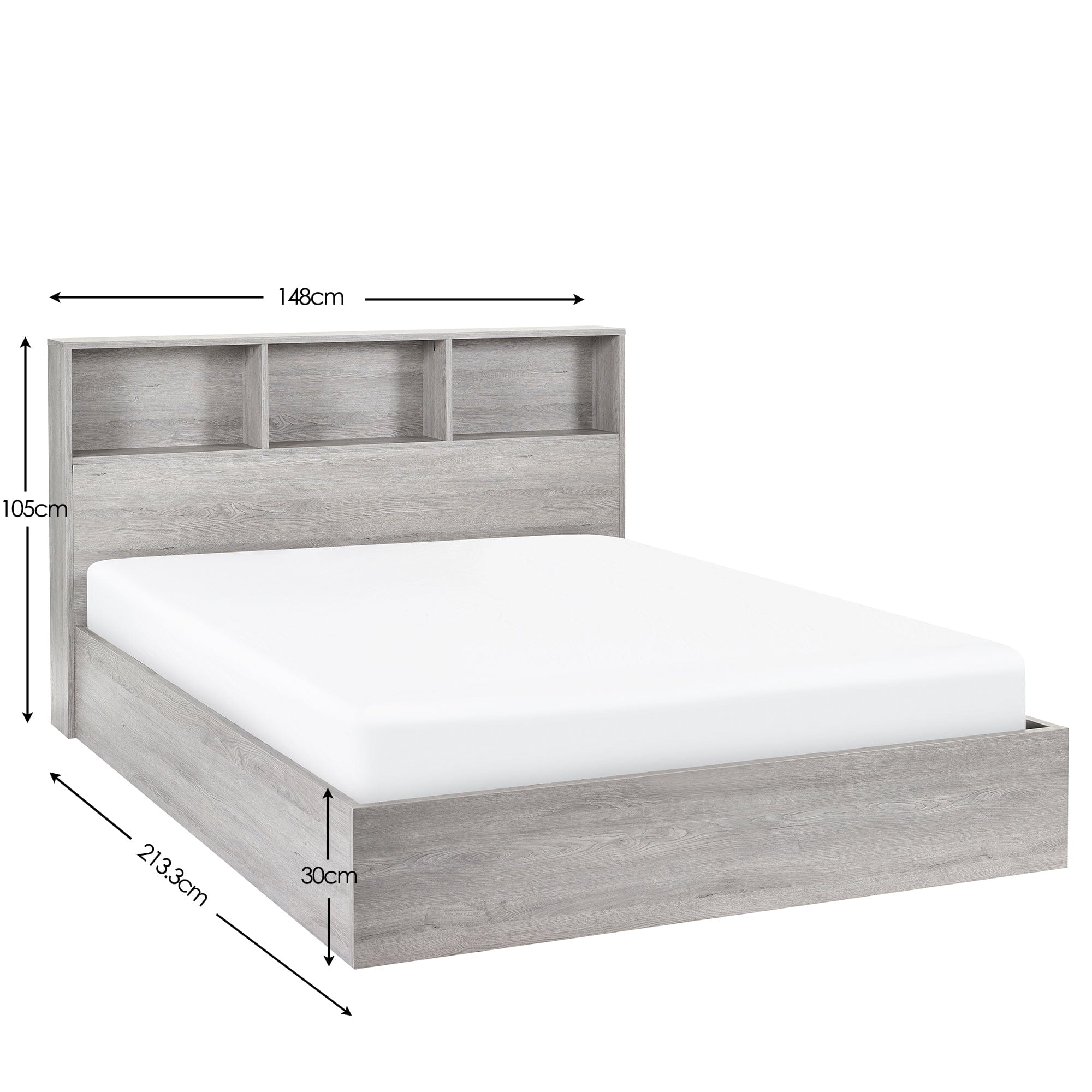 Bali Ottoman Storage Bed - Grey Oak