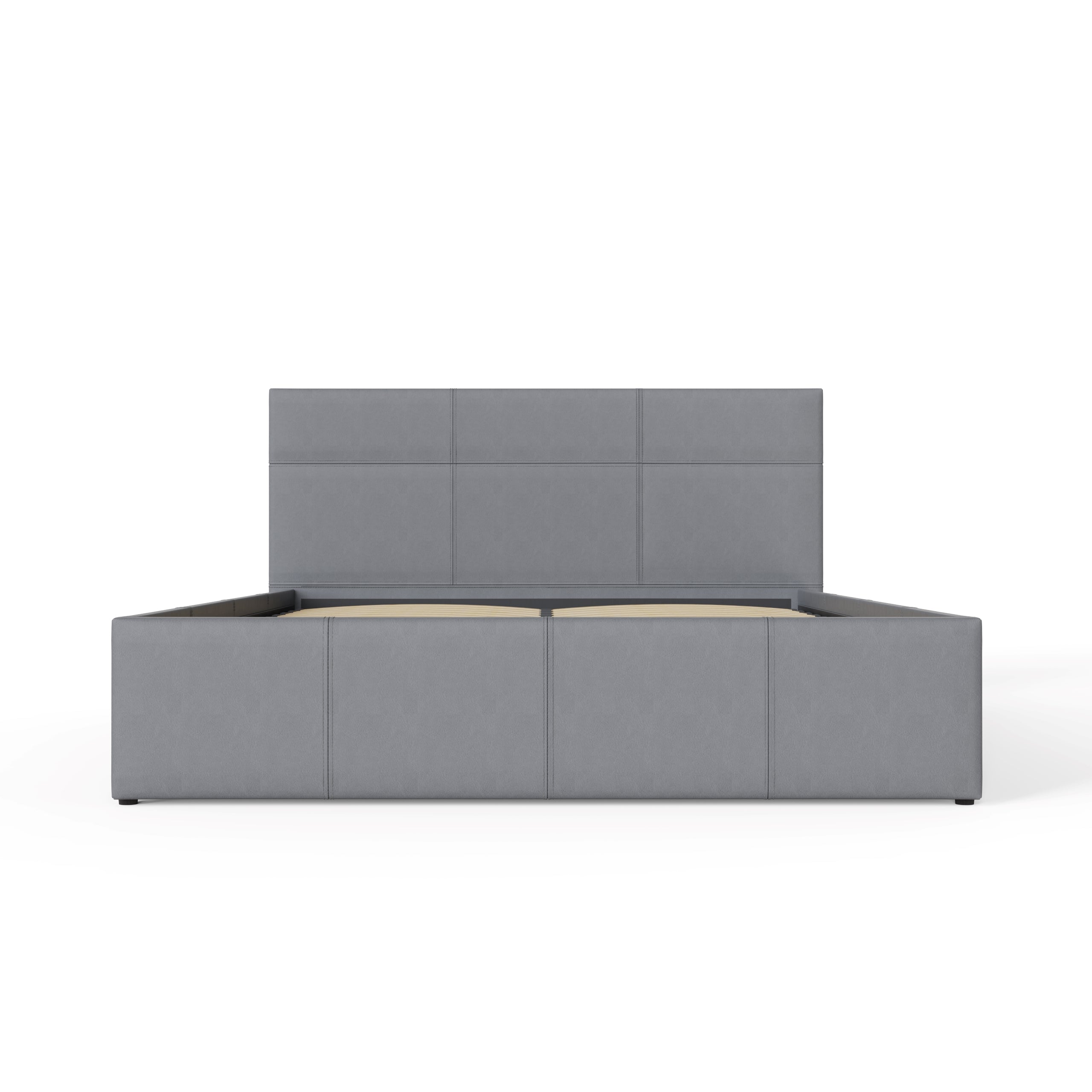 End Lift Ottoman Bed Grey Leather
