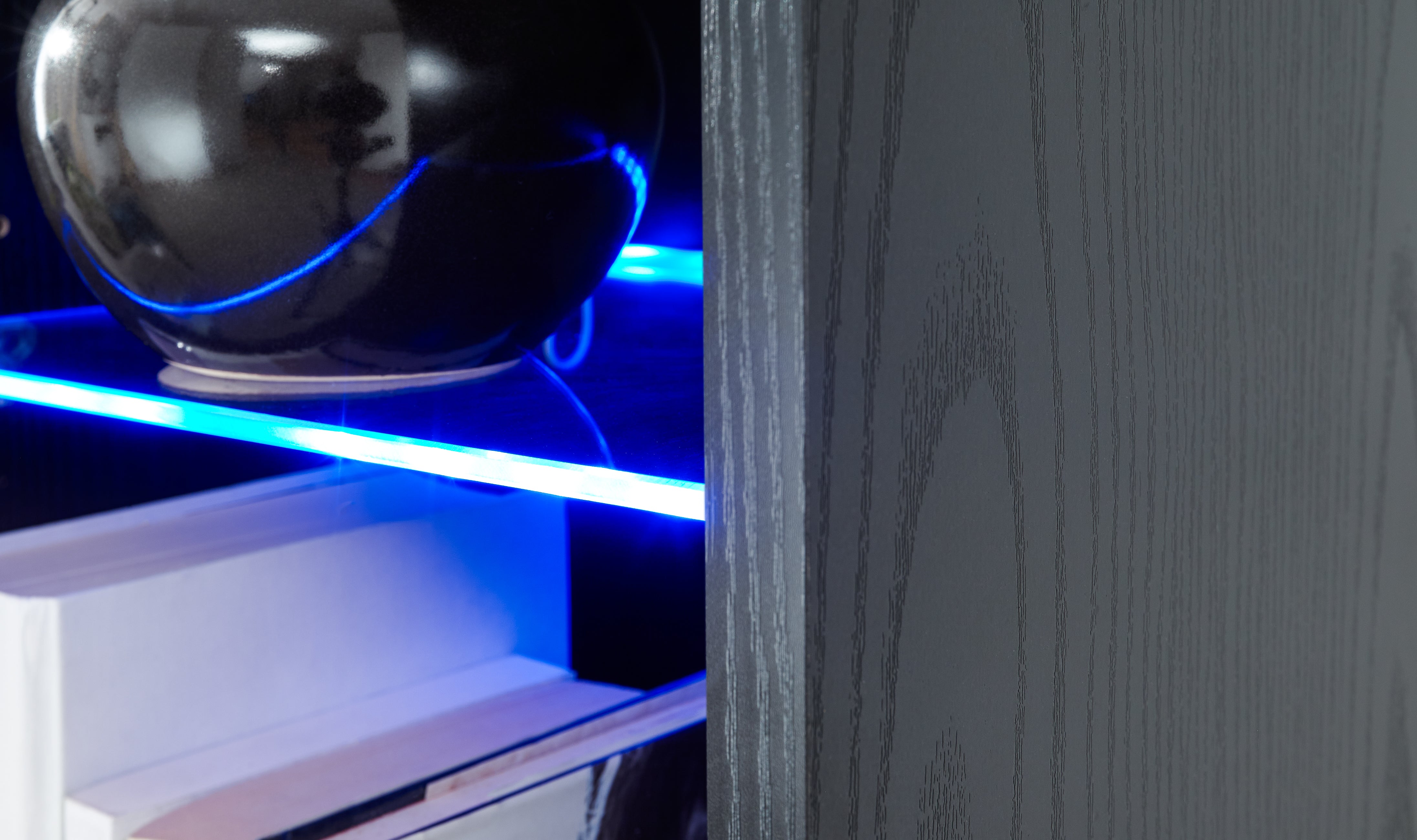 Galicia Tall Shelf Unit With Led Black