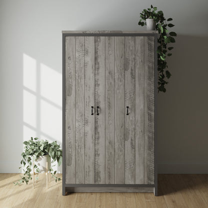 Boston 3 Door Wardrobe Grey